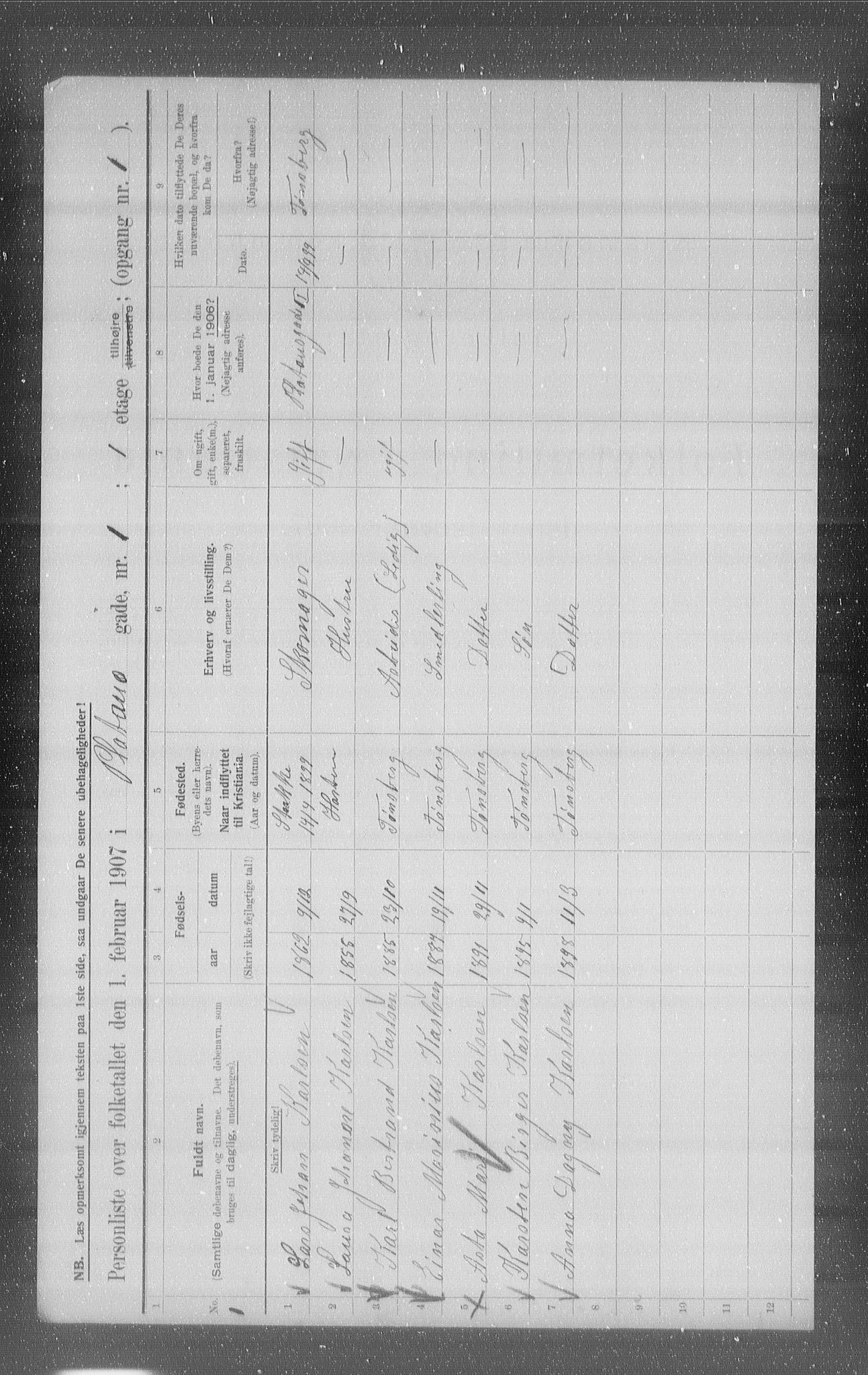 OBA, Municipal Census 1907 for Kristiania, 1907, p. 41079