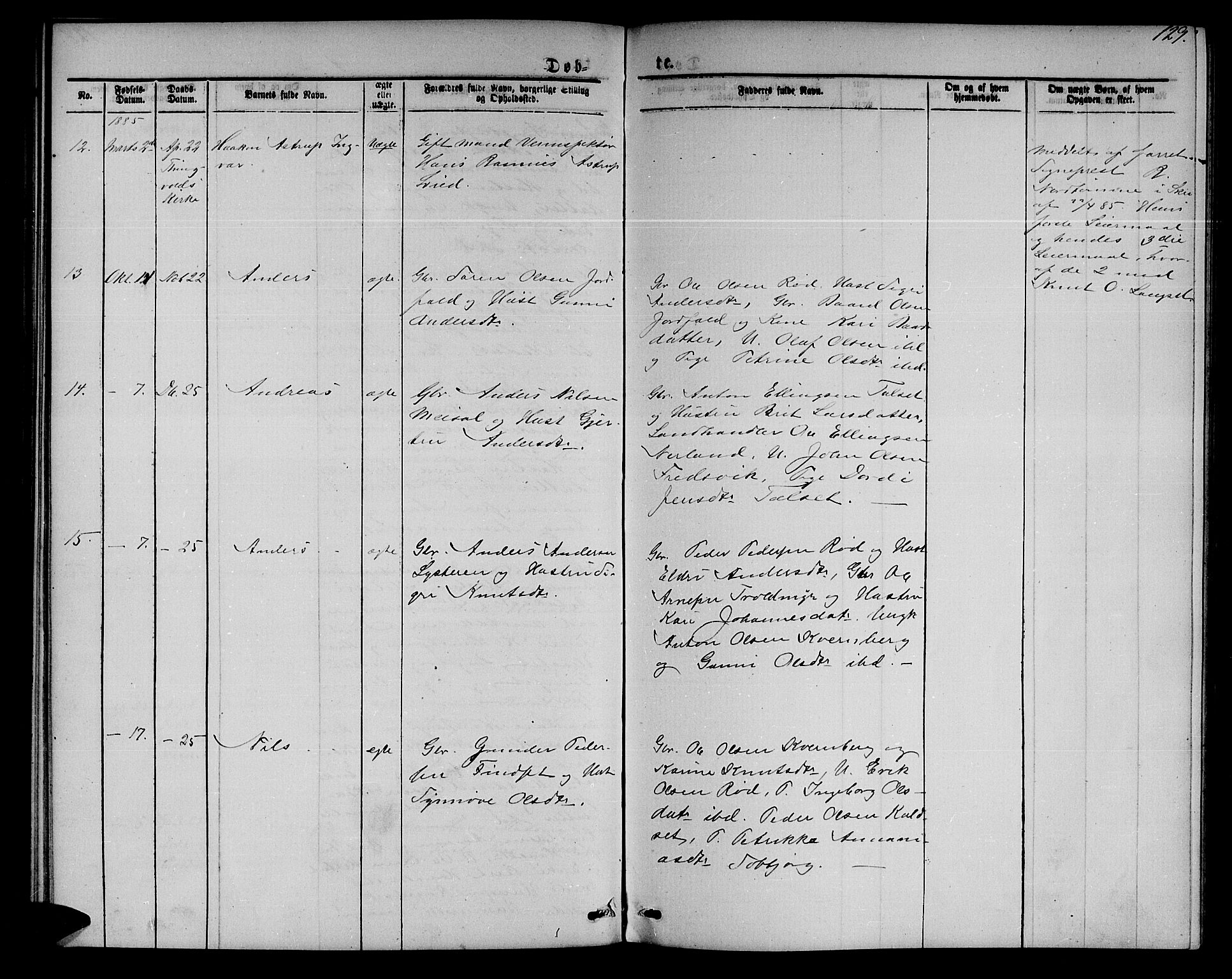 Ministerialprotokoller, klokkerbøker og fødselsregistre - Møre og Romsdal, AV/SAT-A-1454/551/L0630: Parish register (copy) no. 551C02, 1867-1885, p. 129