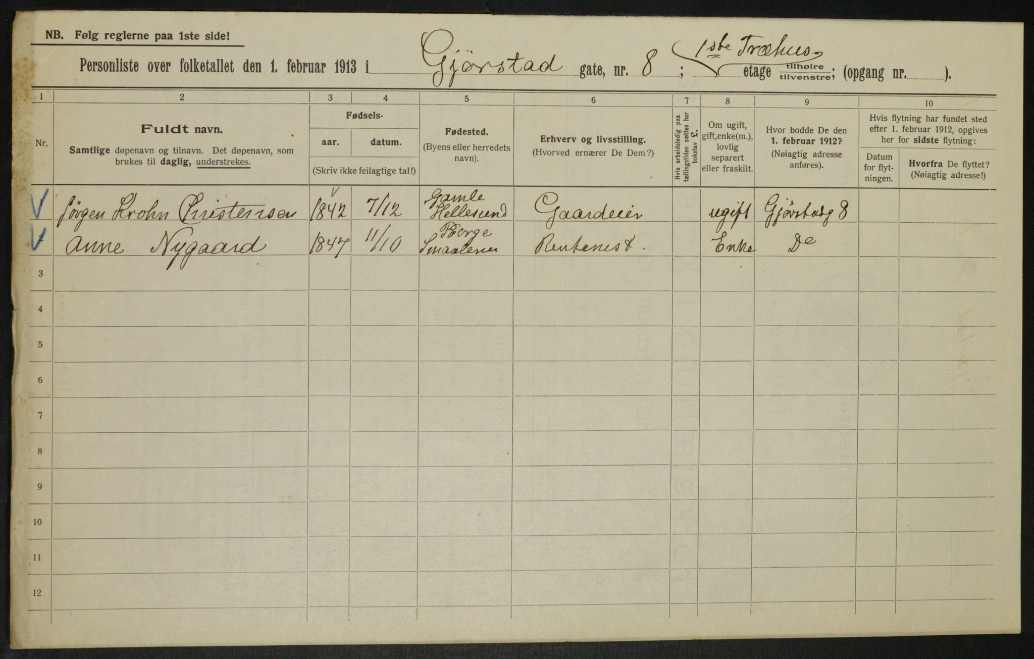 OBA, Municipal Census 1913 for Kristiania, 1913, p. 29451