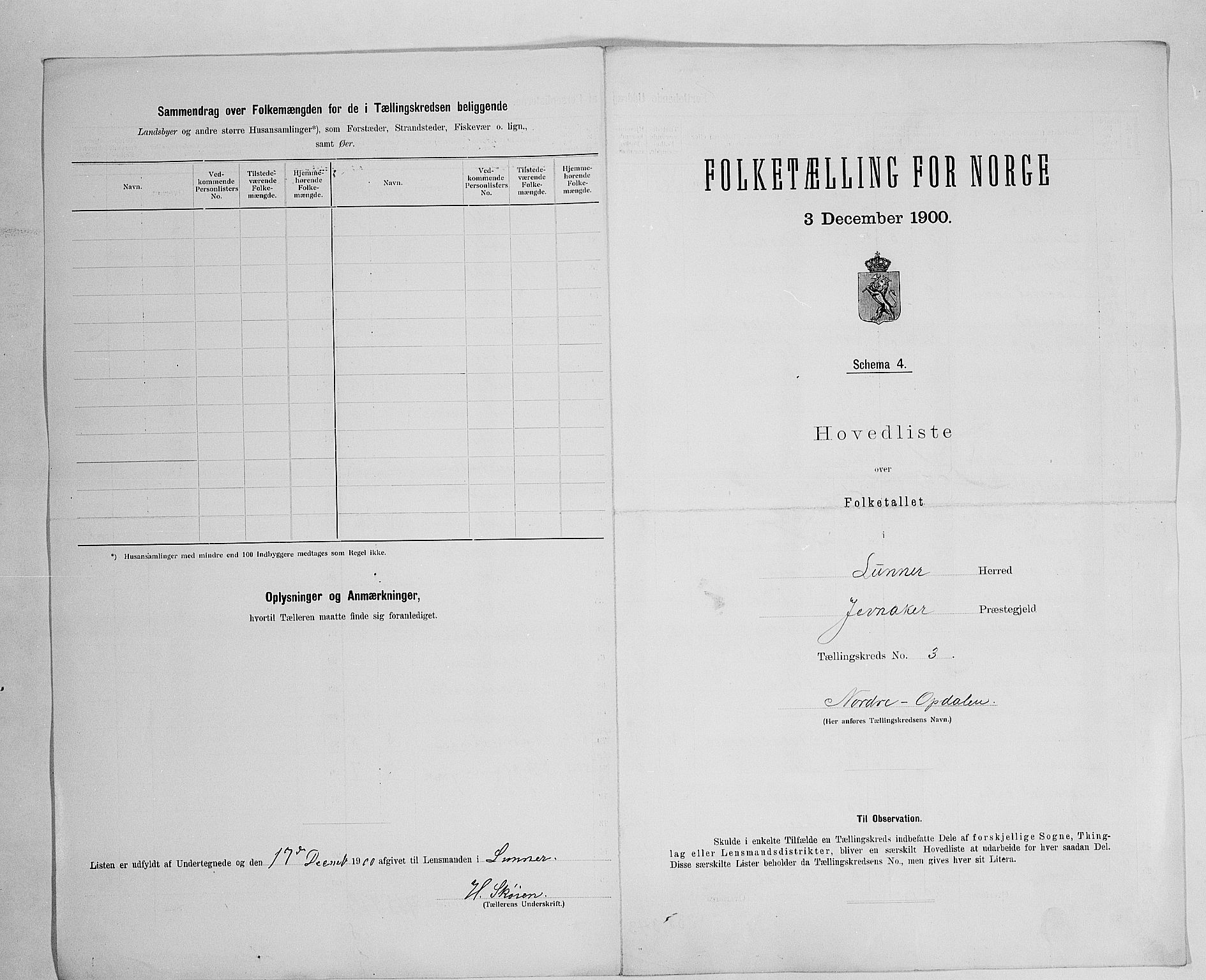 SAH, 1900 census for Lunner, 1900, p. 18