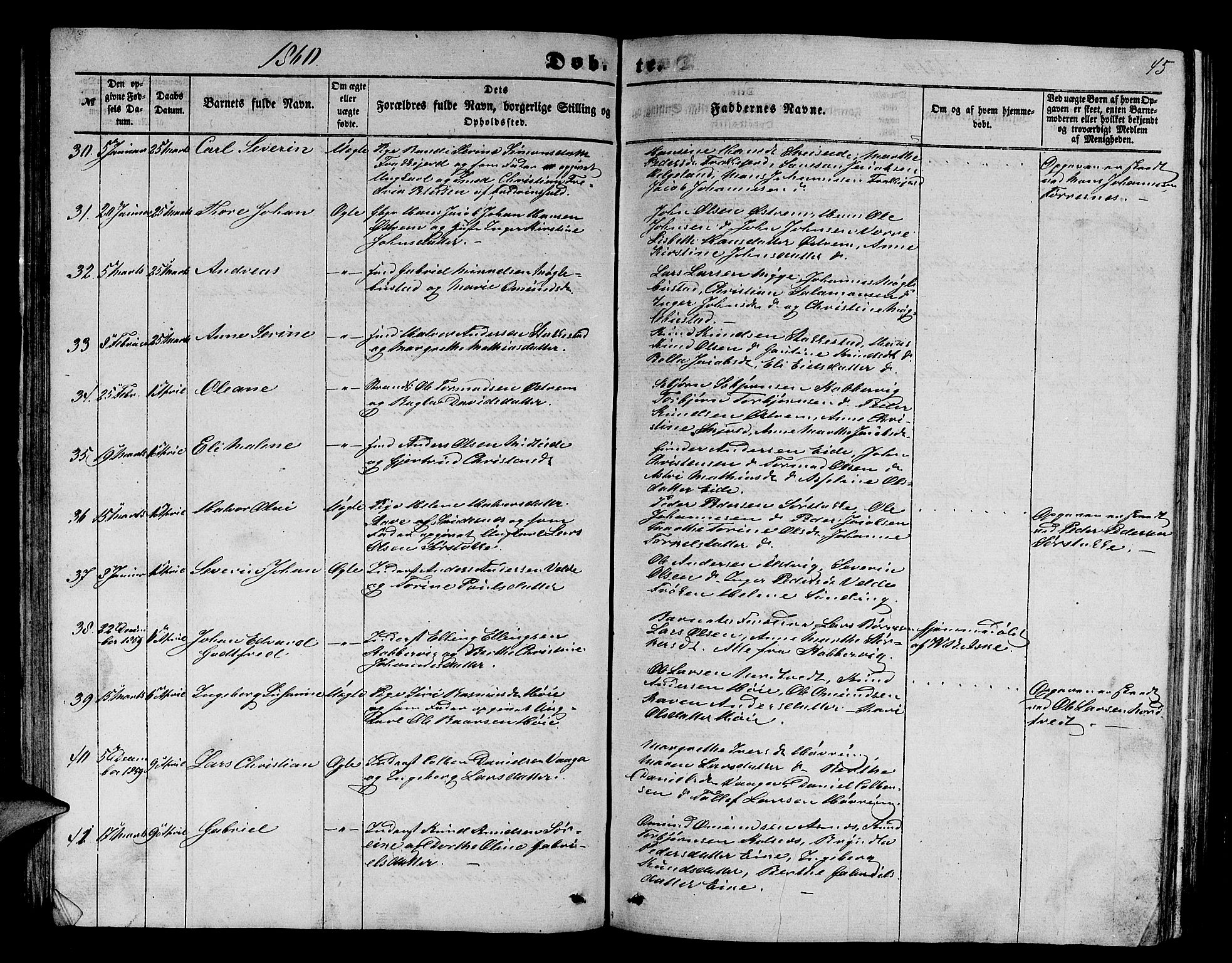 Avaldsnes sokneprestkontor, SAST/A -101851/H/Ha/Hab/L0003: Parish register (copy) no. B 3, 1857-1871, p. 45