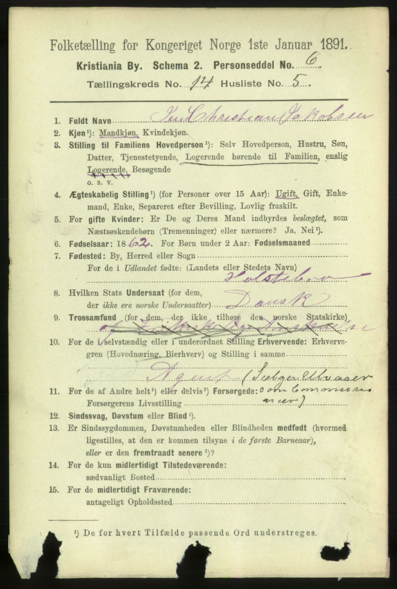 RA, 1891 census for 0301 Kristiania, 1891, p. 6808