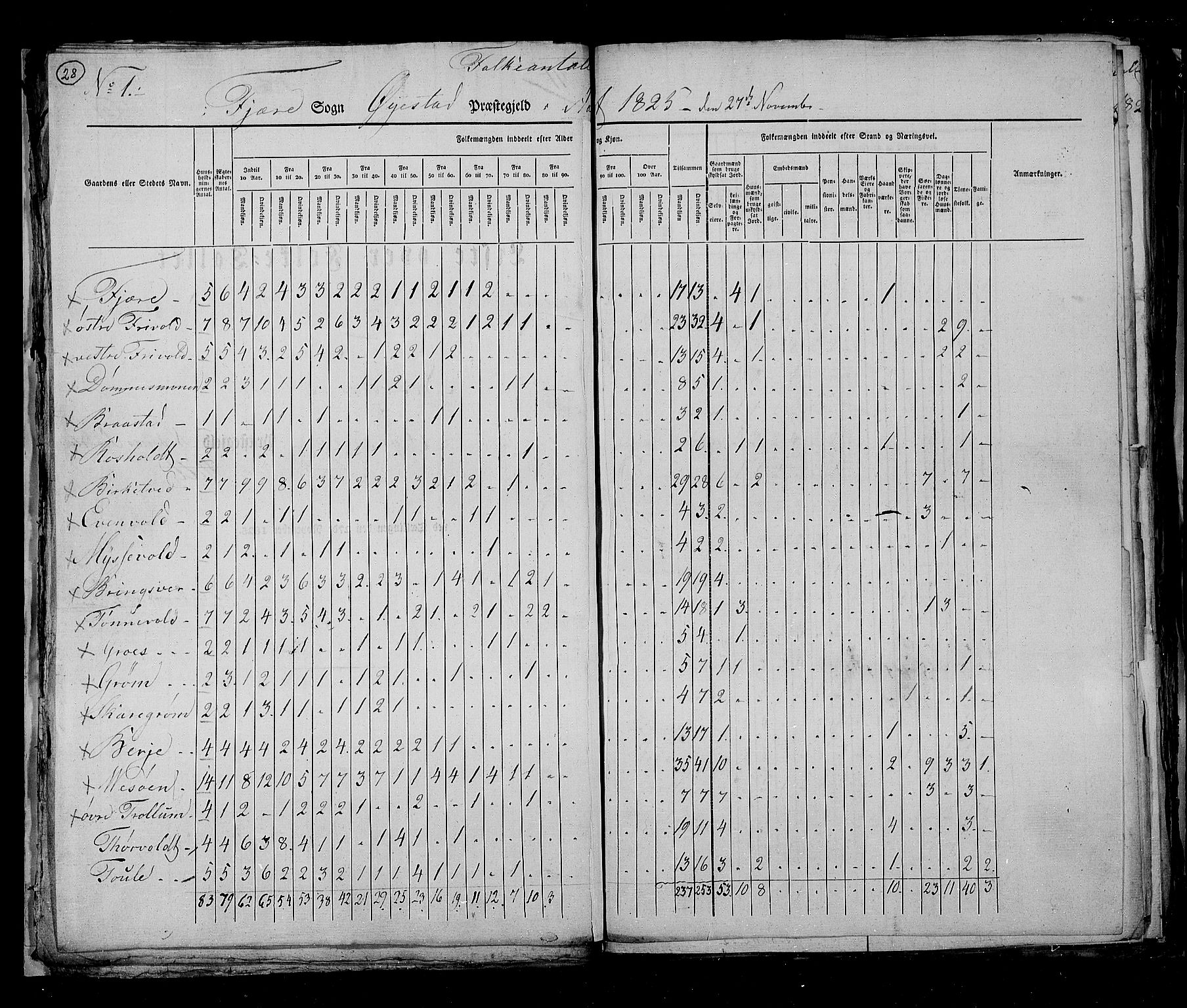 RA, Census 1825, vol. 10: Nedenes og Råbyggelaget amt, 1825, p. 28