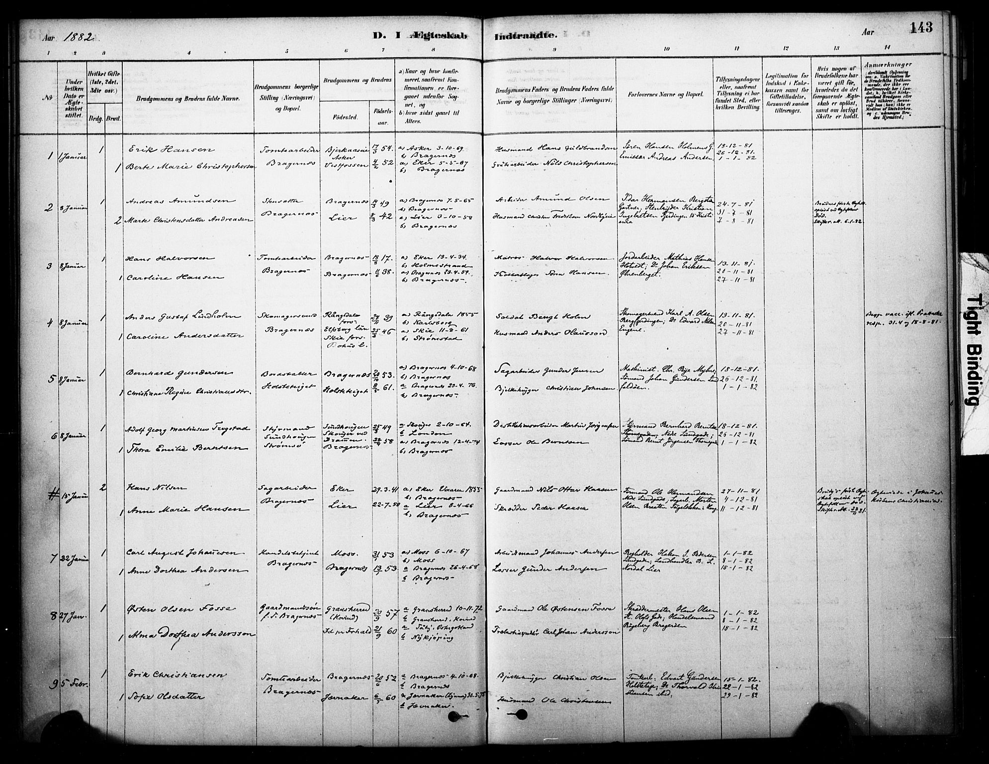 Bragernes kirkebøker, SAKO/A-6/F/Fc/L0005: Parish register (official) no. III 5, 1878-1890, p. 143