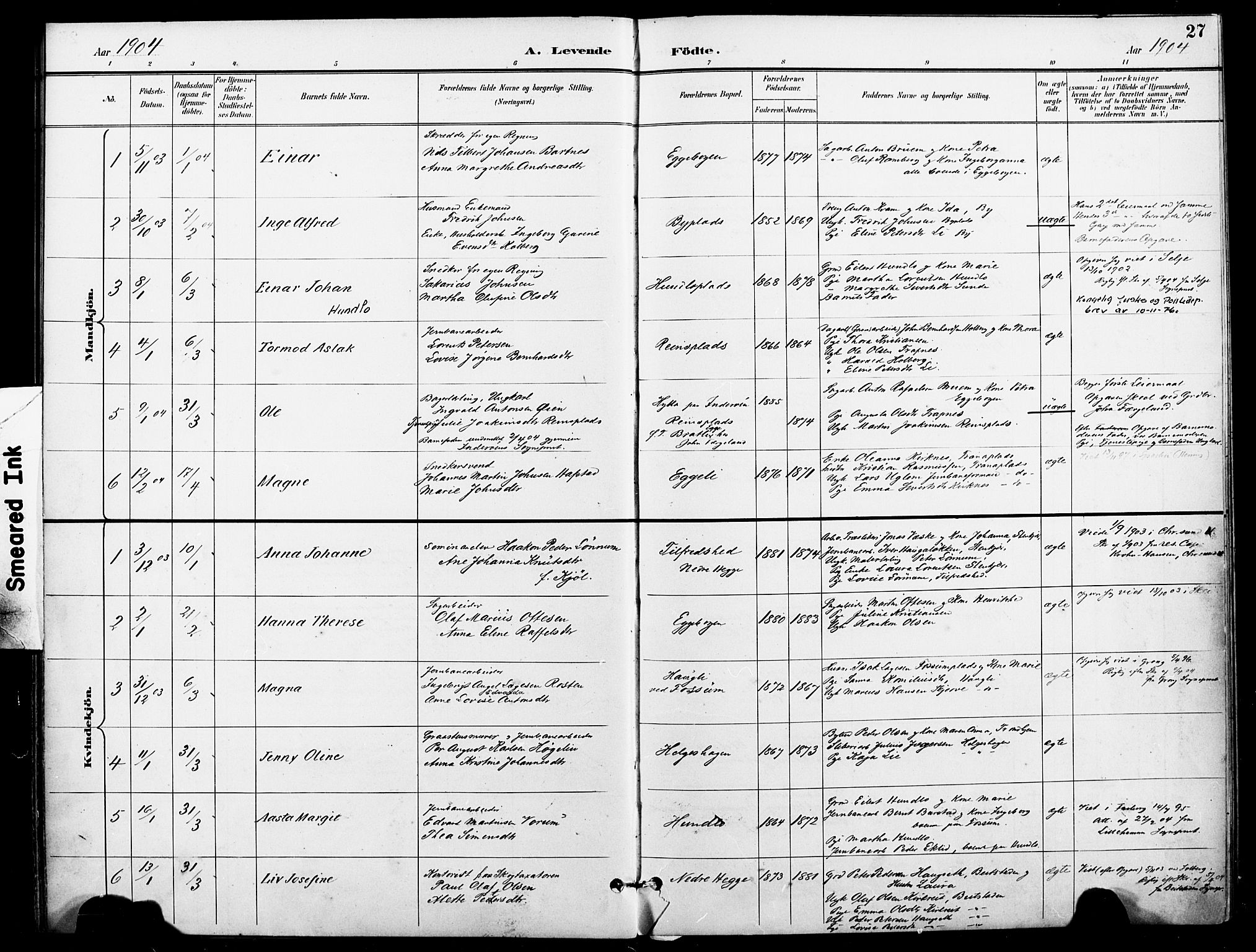 Ministerialprotokoller, klokkerbøker og fødselsregistre - Nord-Trøndelag, AV/SAT-A-1458/740/L0379: Parish register (official) no. 740A02, 1895-1907, p. 27