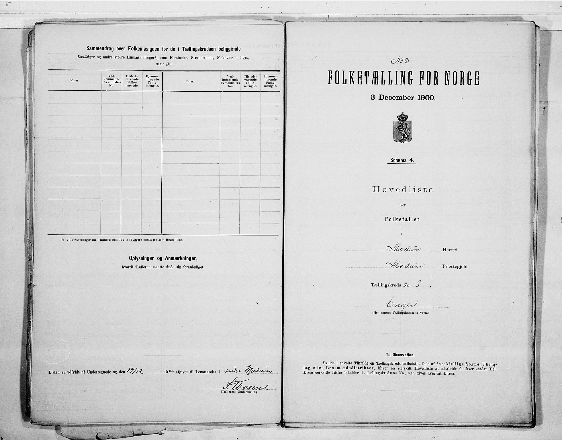 RA, 1900 census for Modum, 1900, p. 20