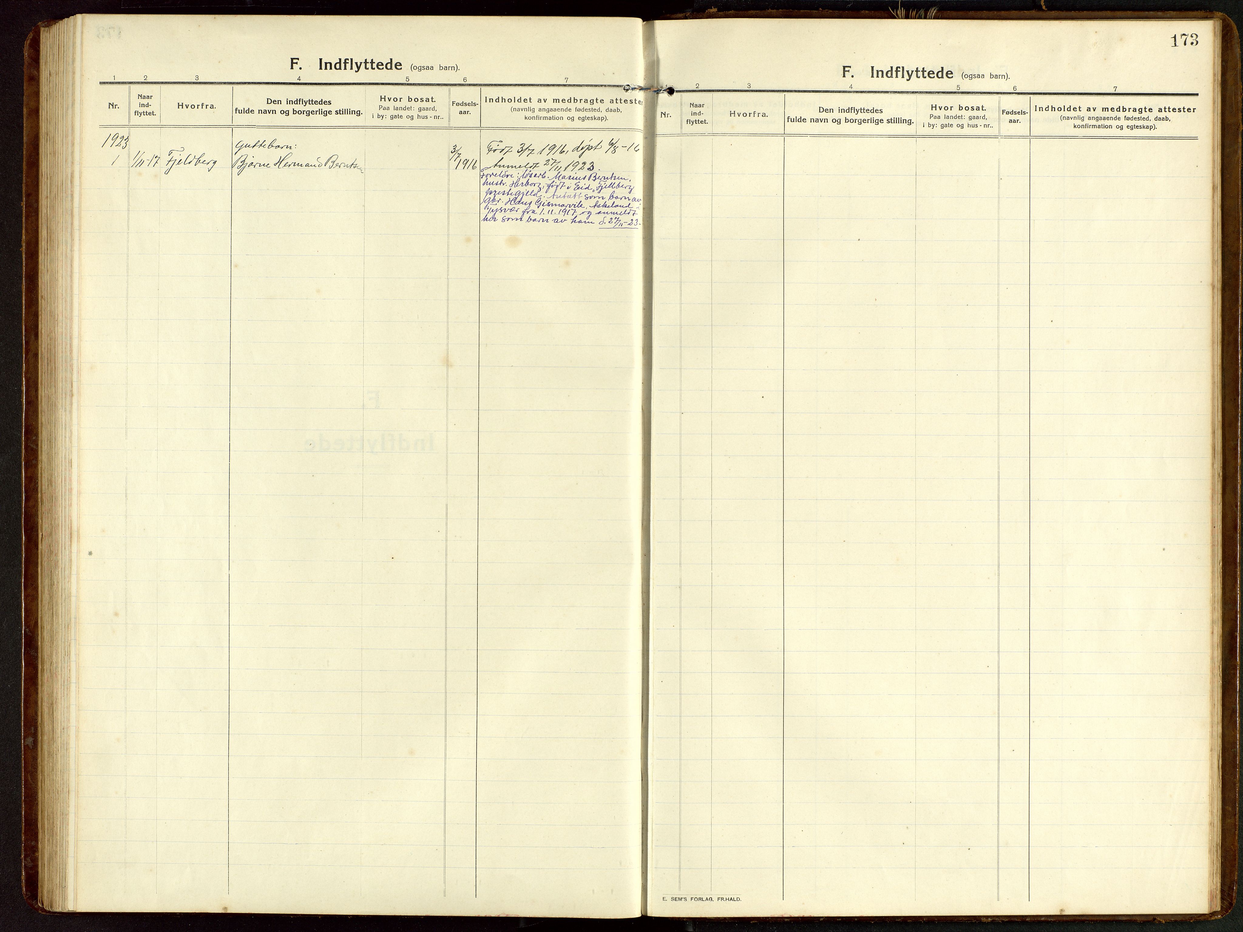 Tysvær sokneprestkontor, AV/SAST-A -101864/H/Ha/Hab/L0011: Parish register (copy) no. B 11, 1913-1946, p. 173