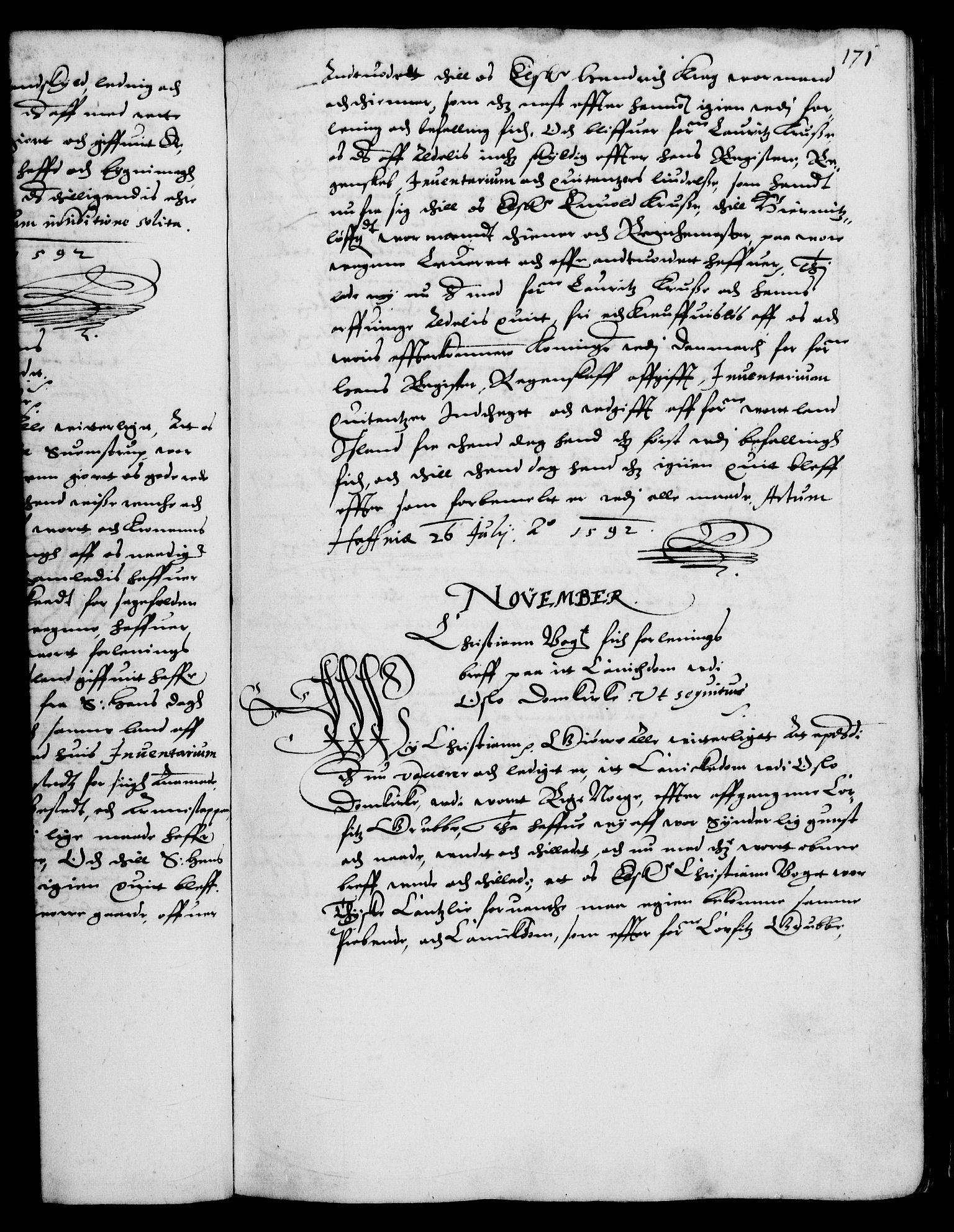Danske Kanselli 1572-1799, RA/EA-3023/F/Fc/Fca/Fcaa/L0002: Norske registre (mikrofilm), 1588-1596, p. 171a
