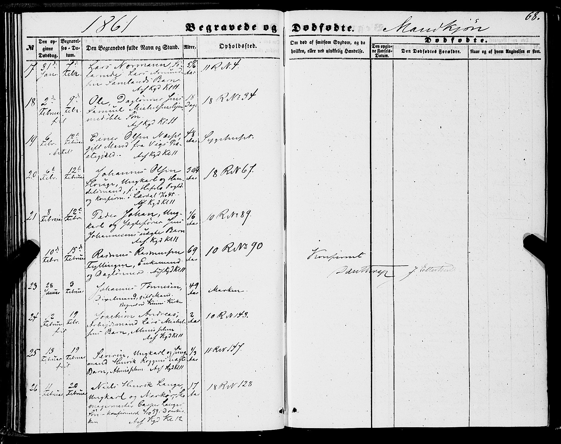 Domkirken sokneprestembete, AV/SAB-A-74801/H/Haa/L0041: Parish register (official) no. E 2, 1853-1863, p. 68