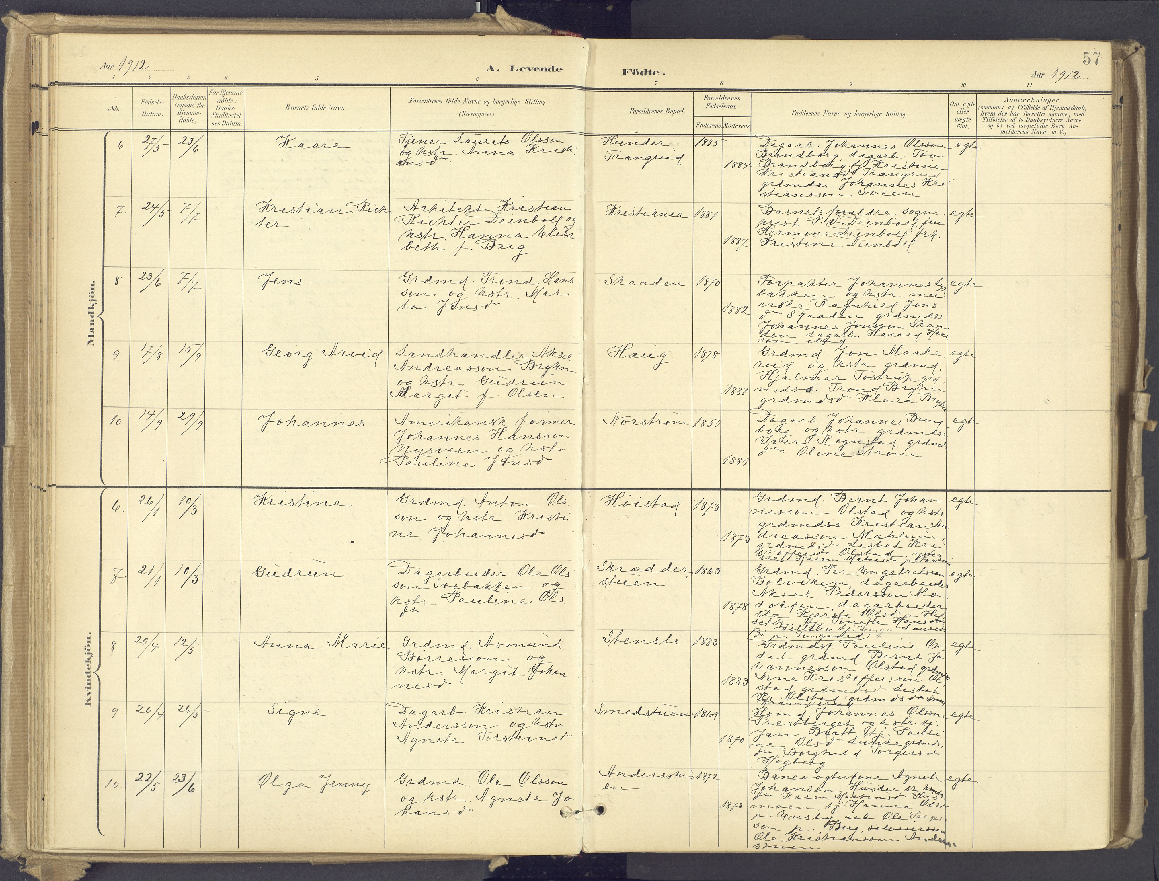 Øyer prestekontor, SAH/PREST-084/H/Ha/Haa/L0012: Parish register (official) no. 12, 1897-1920, p. 57