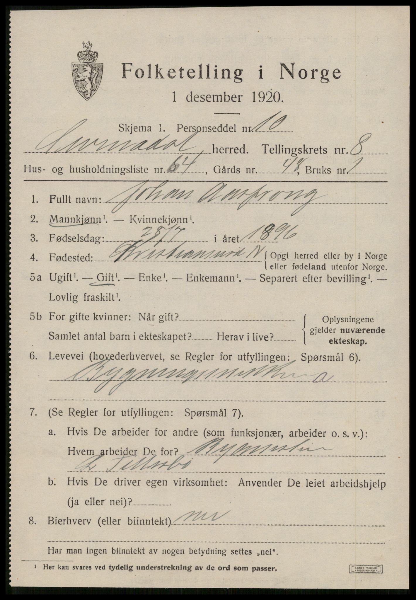 SAT, 1920 census for Surnadal, 1920, p. 6353