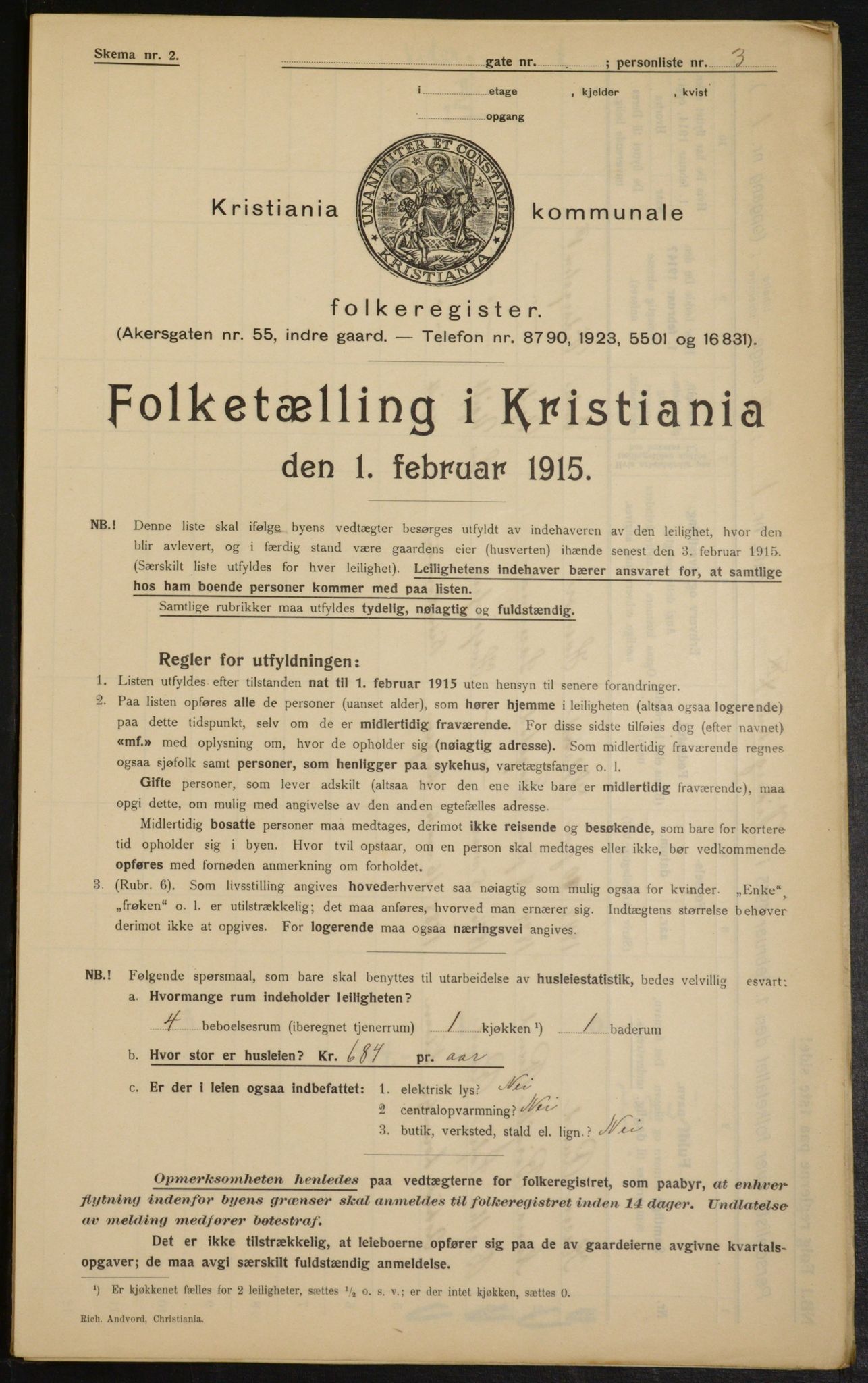 OBA, Municipal Census 1915 for Kristiania, 1915, p. 124143