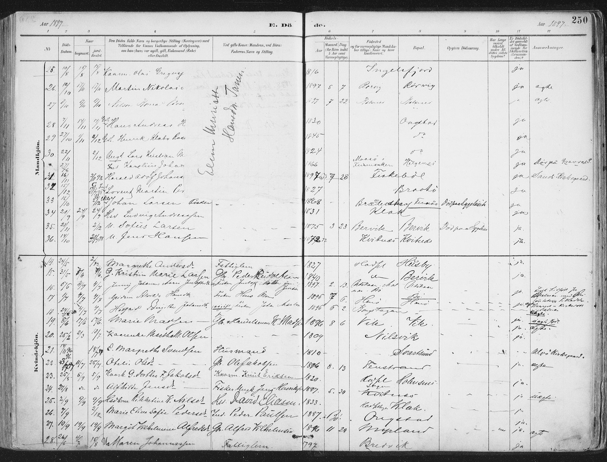 Ministerialprotokoller, klokkerbøker og fødselsregistre - Nordland, SAT/A-1459/888/L1246: Parish register (official) no. 888A12, 1891-1903, p. 251