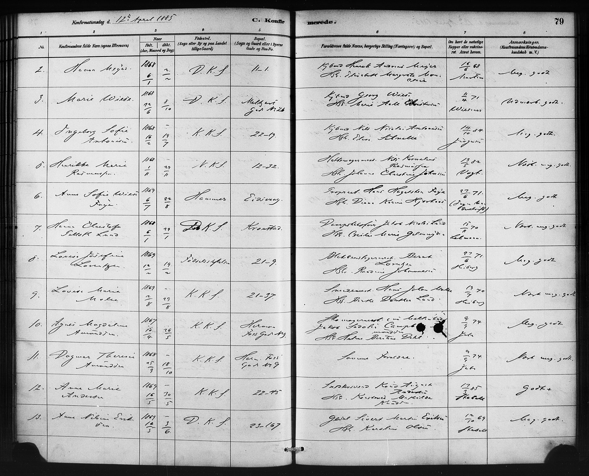 Korskirken sokneprestembete, AV/SAB-A-76101/H/Haa/L0029: Parish register (official) no. C 5, 1880-1892, p. 79