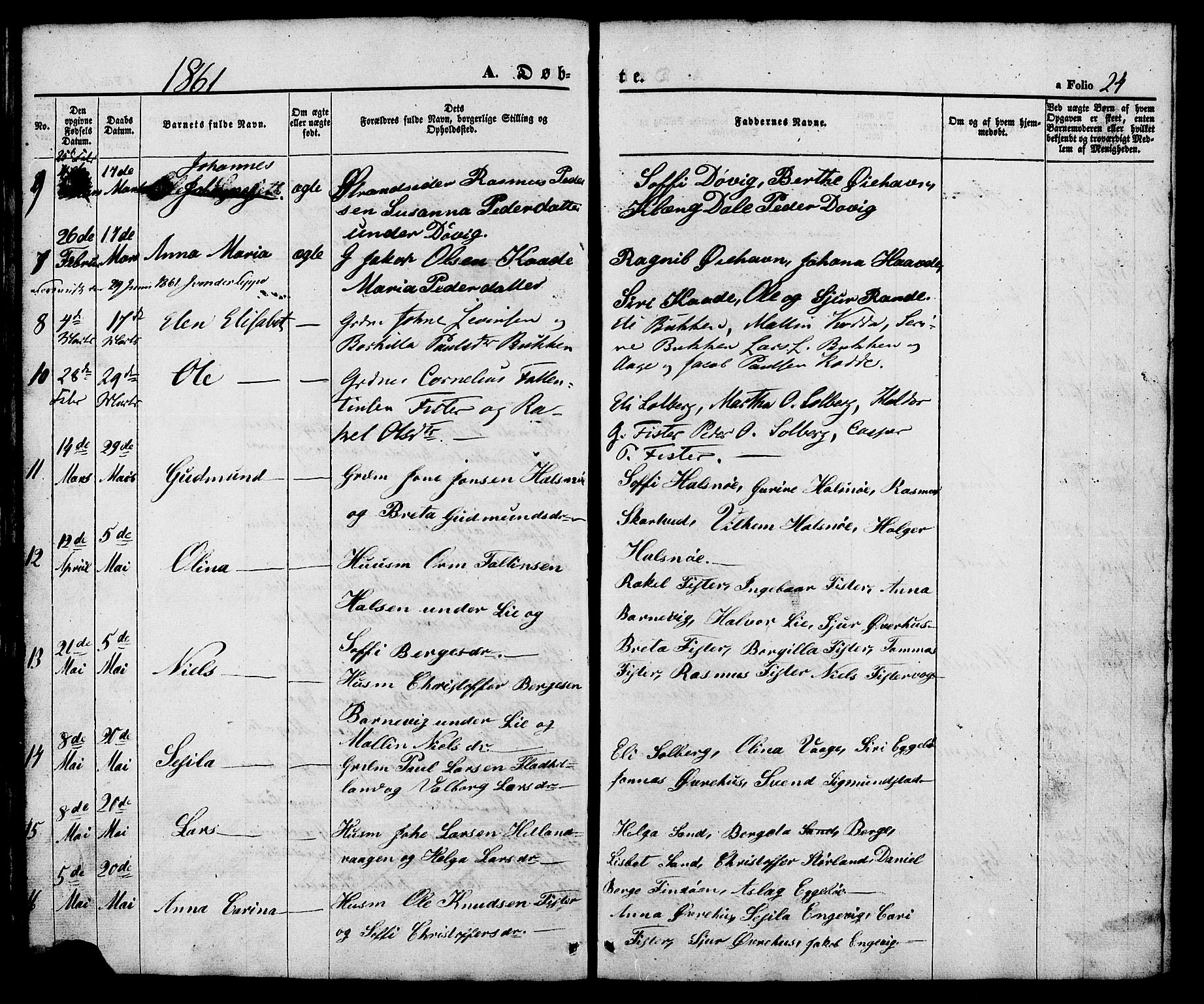 Hjelmeland sokneprestkontor, SAST/A-101843/01/V/L0005: Parish register (copy) no. B 5, 1853-1892, p. 24