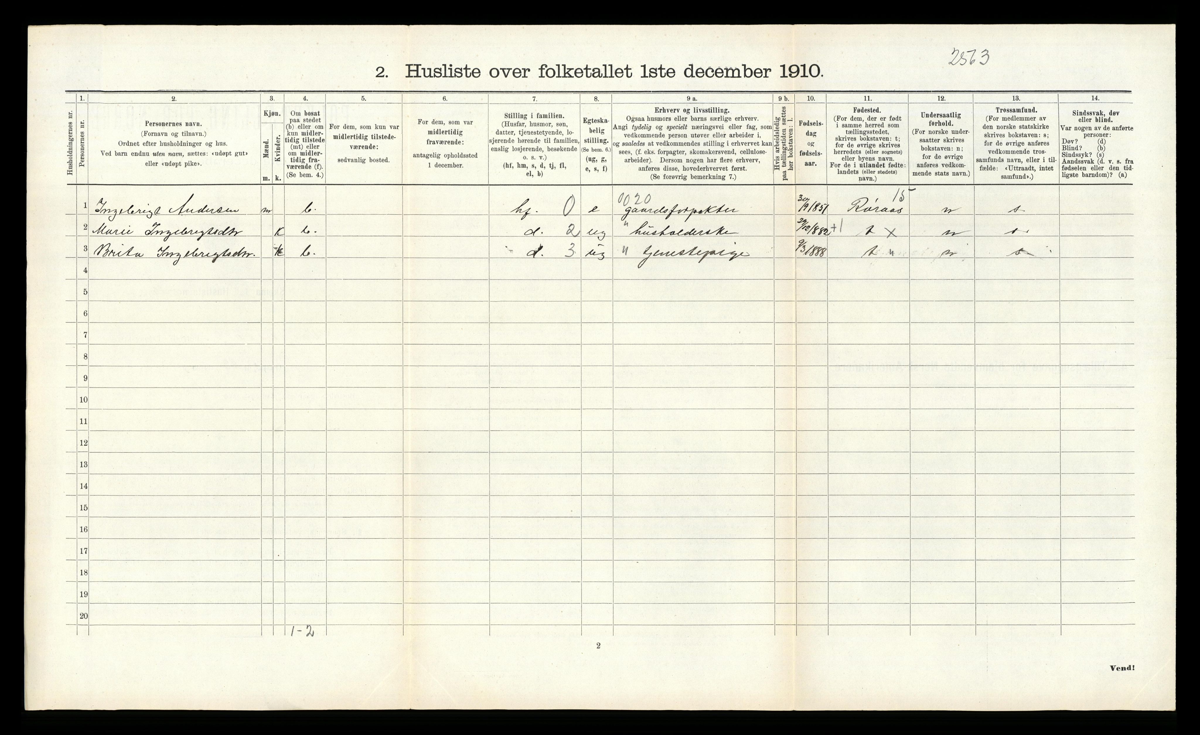 RA, 1910 census for Varaldsøy, 1910, p. 156