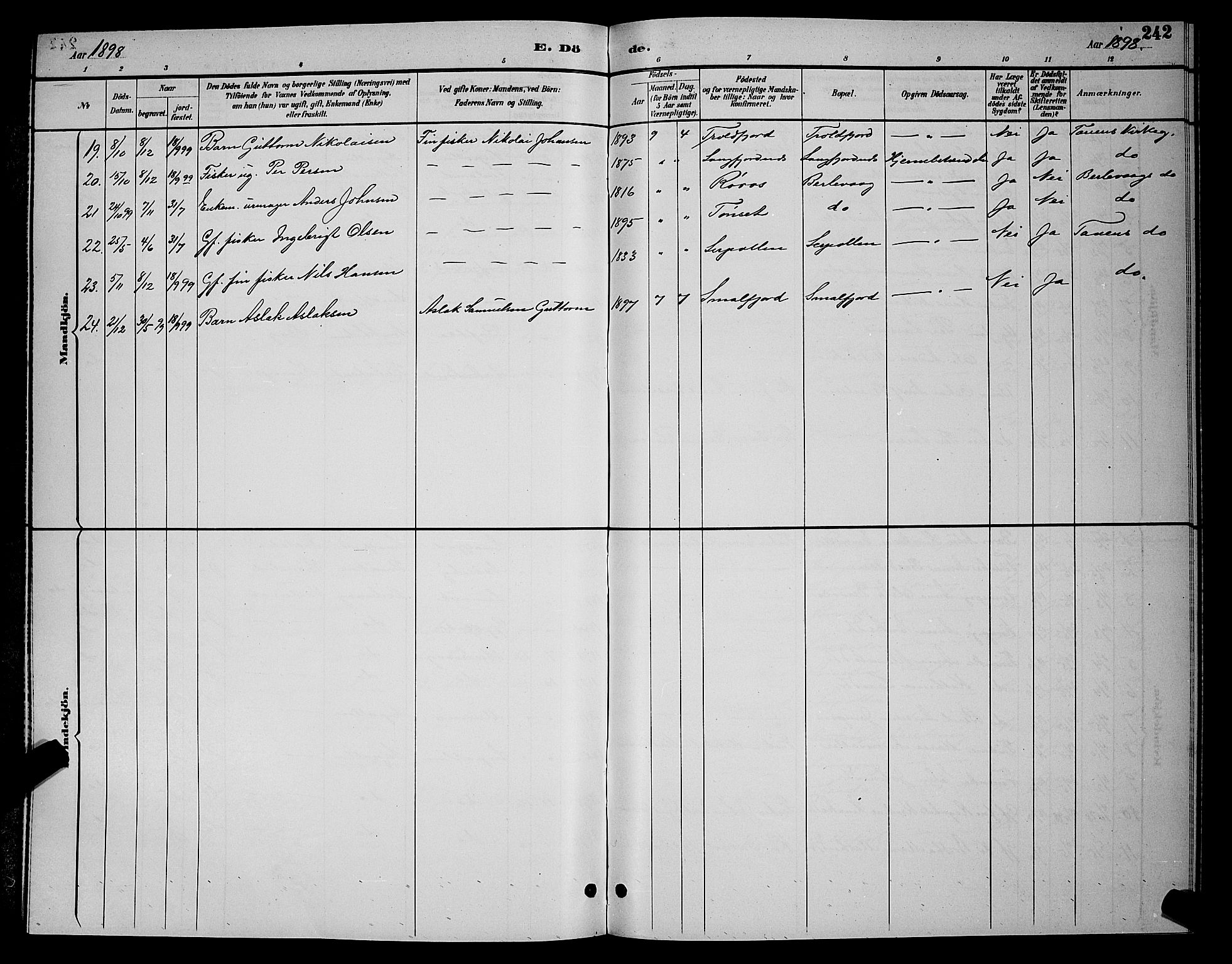 Tana sokneprestkontor, SATØ/S-1334/H/Hb/L0004klokker: Parish register (copy) no. 4, 1890-1903, p. 242