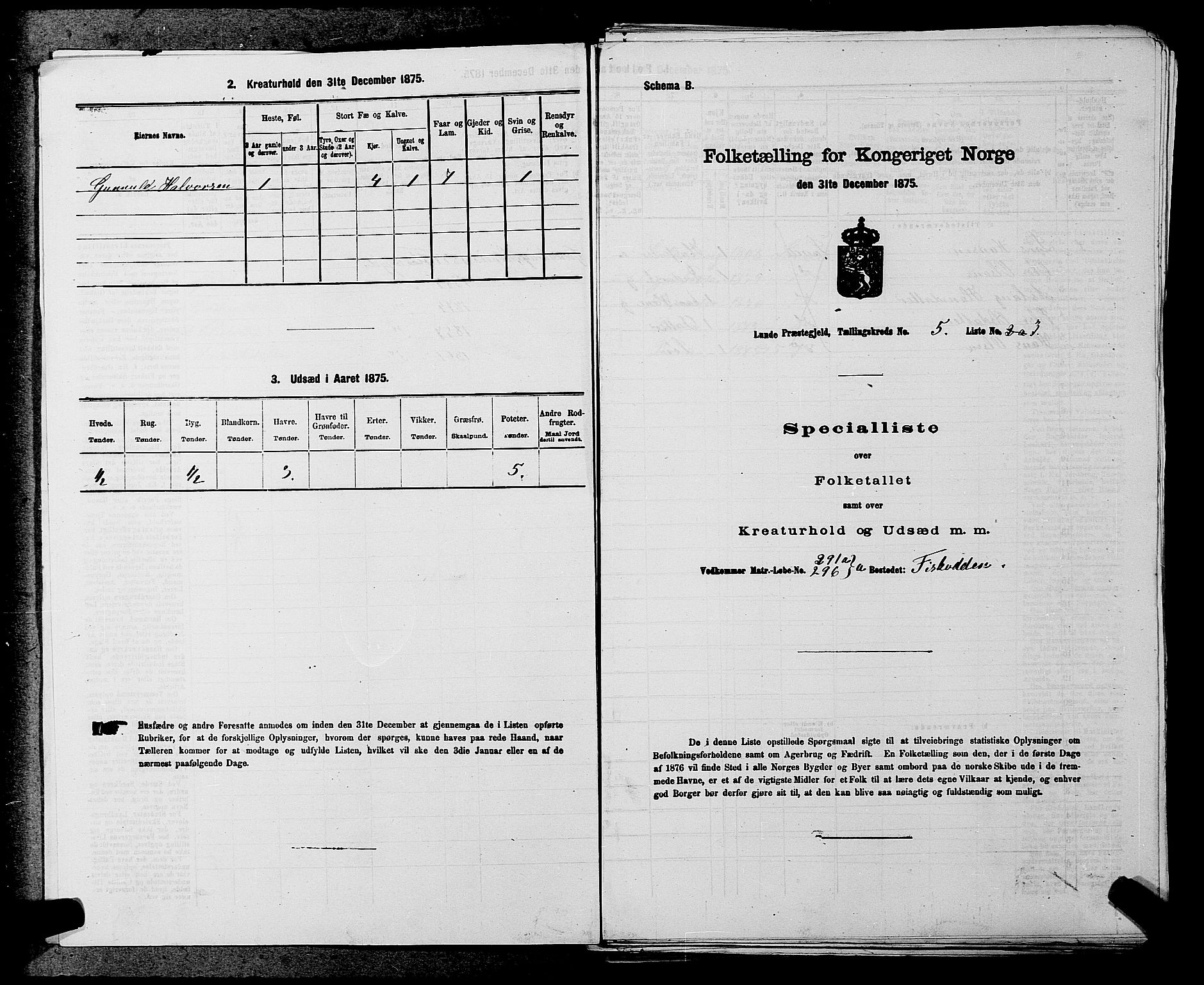 SAKO, 1875 census for 0820P Lunde, 1875, p. 661