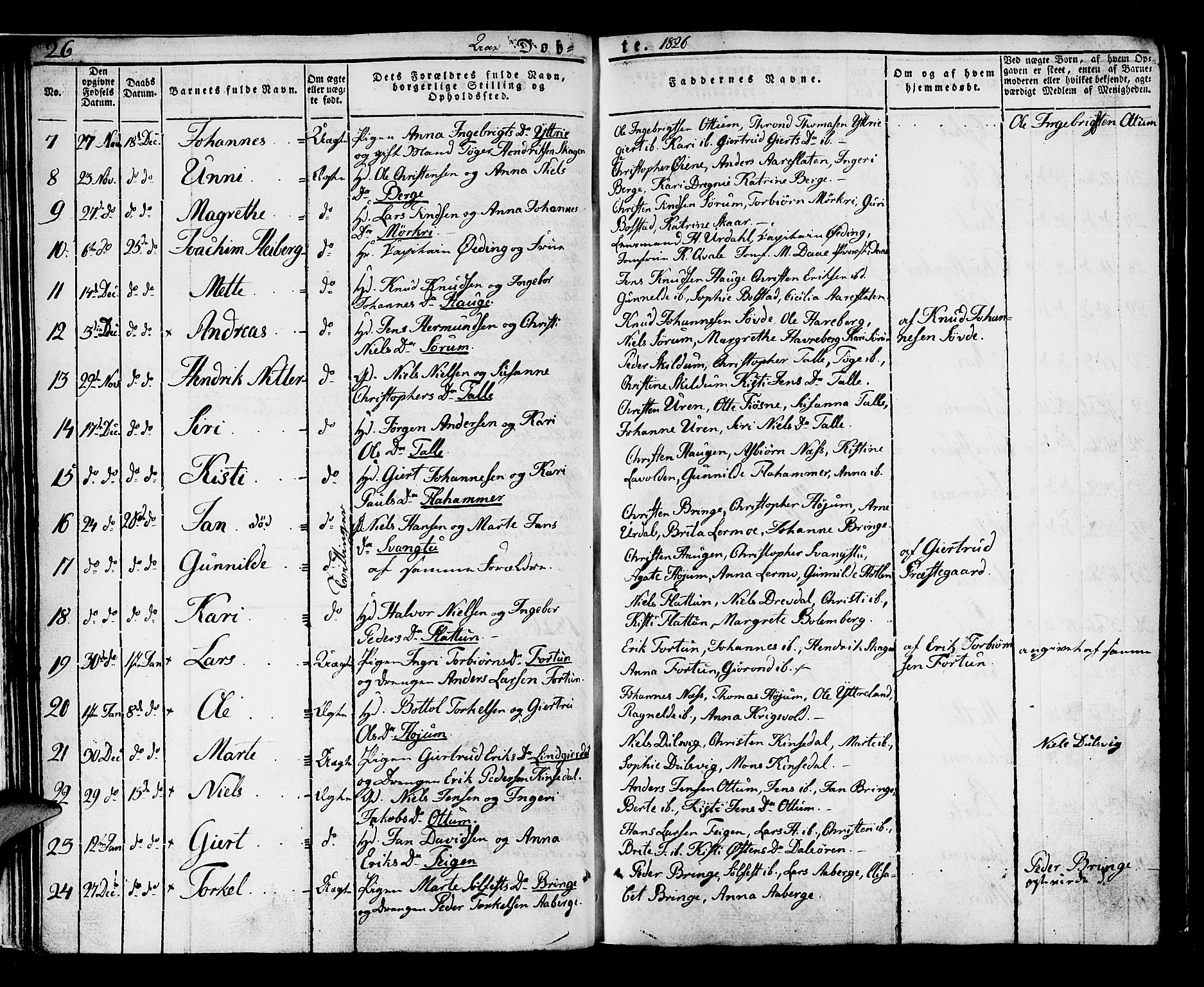 Luster sokneprestembete, SAB/A-81101/H/Haa/Haaa/L0004: Parish register (official) no. A 4, 1821-1832, p. 26