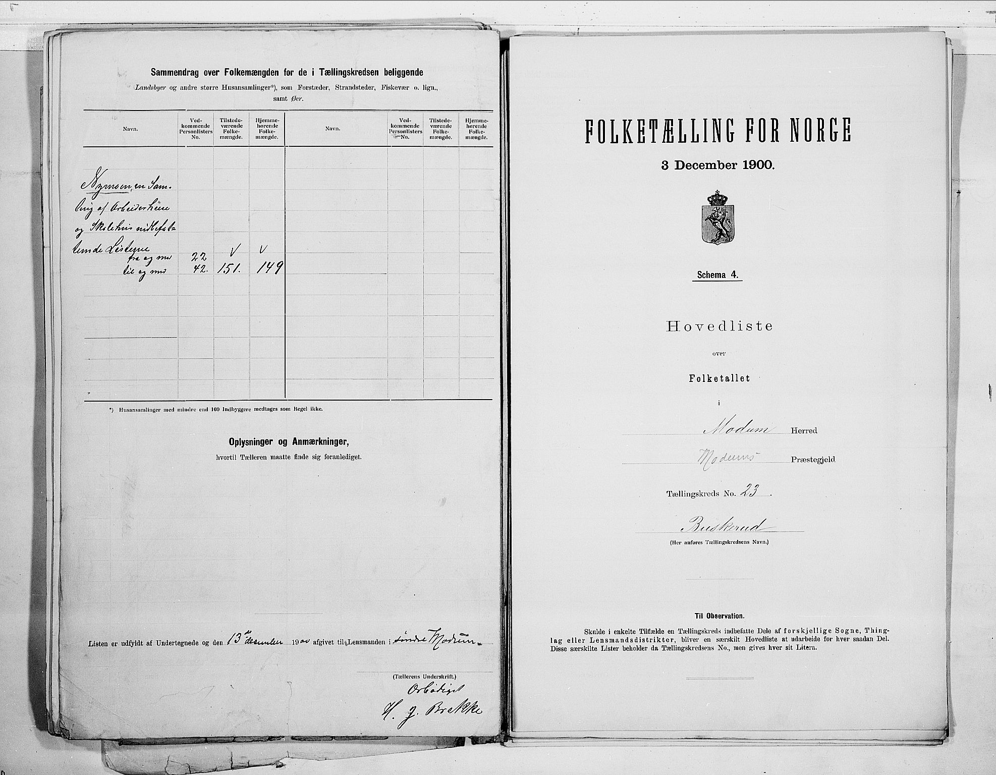 RA, 1900 census for Modum, 1900, p. 54