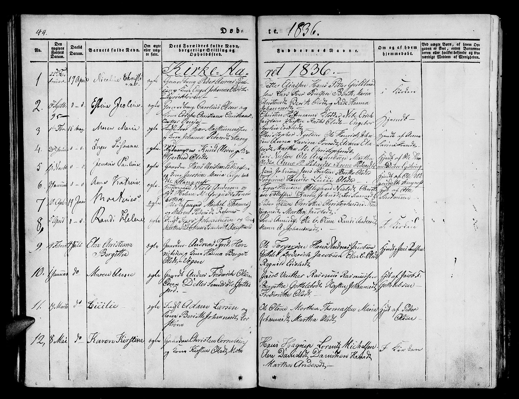 Tranøy sokneprestkontor, SATØ/S-1313/I/Ia/Iaa/L0005kirke: Parish register (official) no. 5, 1829-1844, p. 44