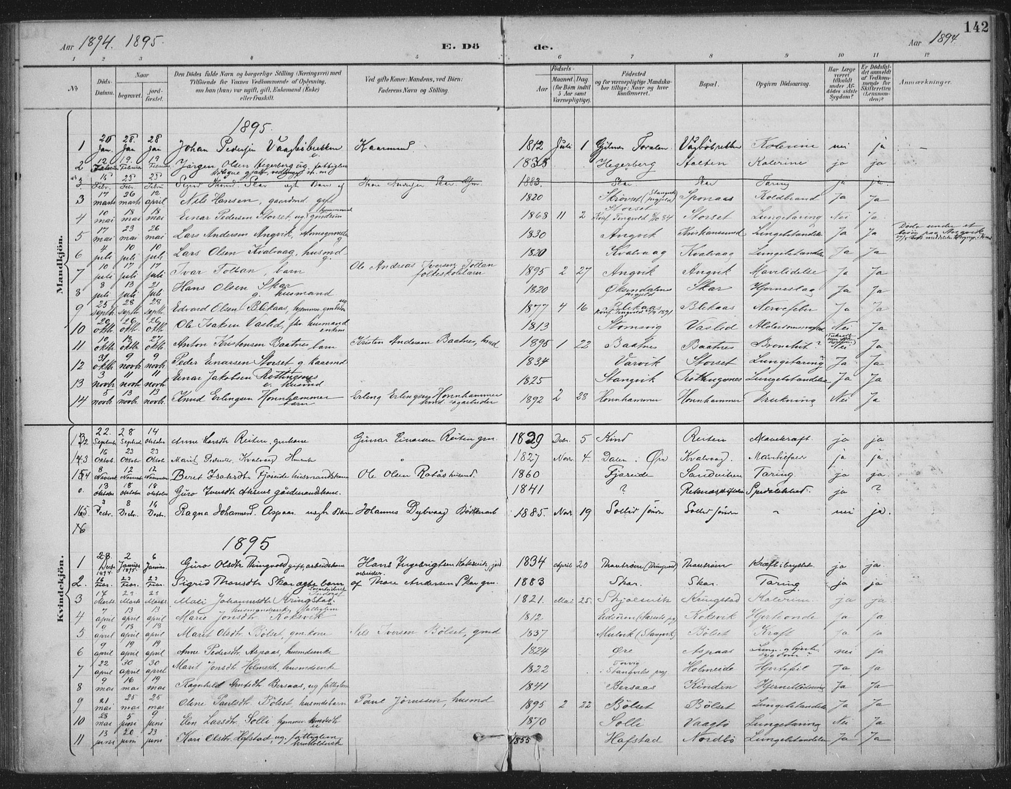 Ministerialprotokoller, klokkerbøker og fødselsregistre - Møre og Romsdal, AV/SAT-A-1454/586/L0988: Parish register (official) no. 586A14, 1893-1905, p. 142