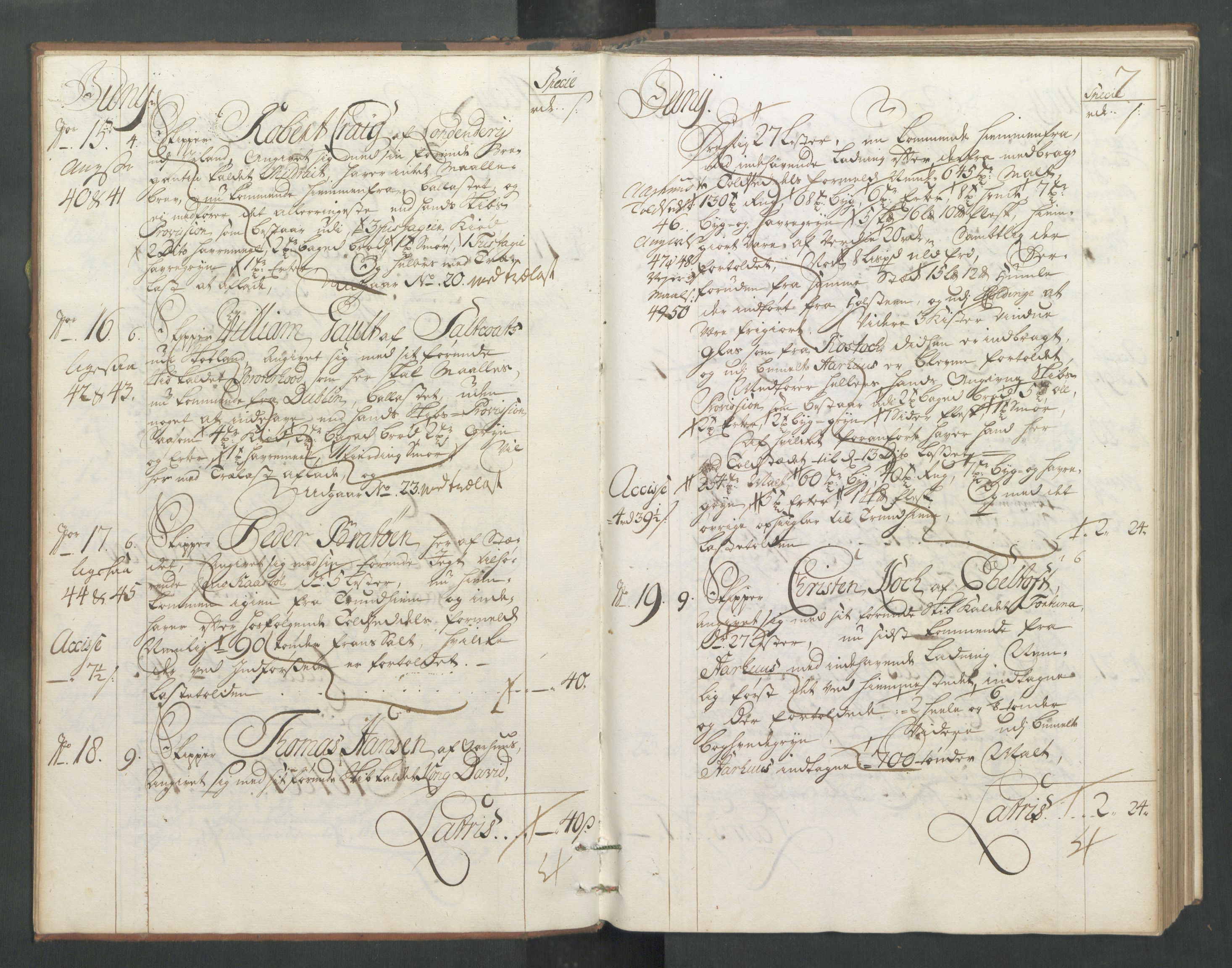 Generaltollkammeret, tollregnskaper, RA/EA-5490/R32/L0005/0001: Tollregnskaper Kristiansund / Hovedtollbok, 1733, p. 6b-7a