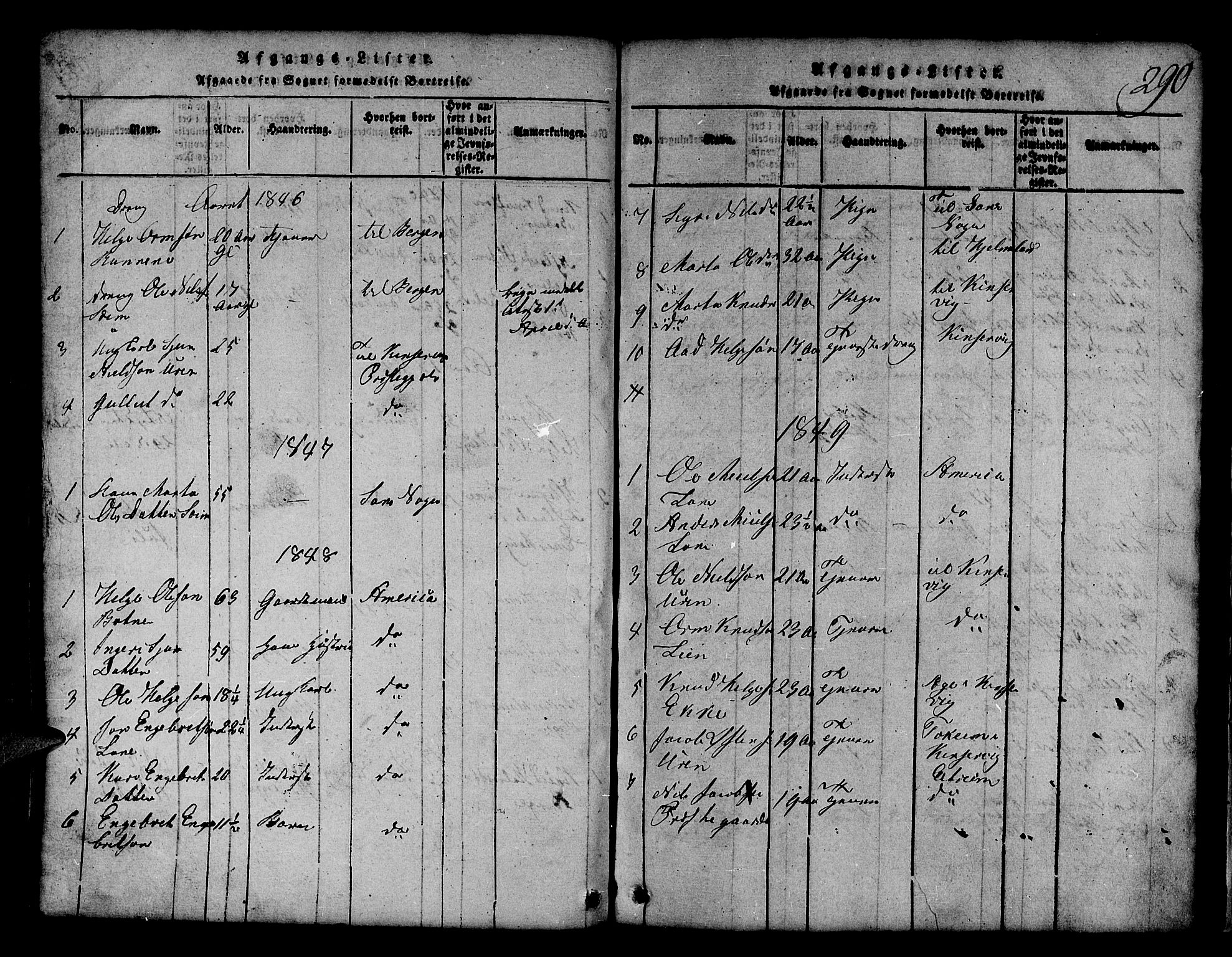 Røldal sokneprestembete, SAB/A-100247: Parish register (copy) no. A 1, 1817-1860, p. 290
