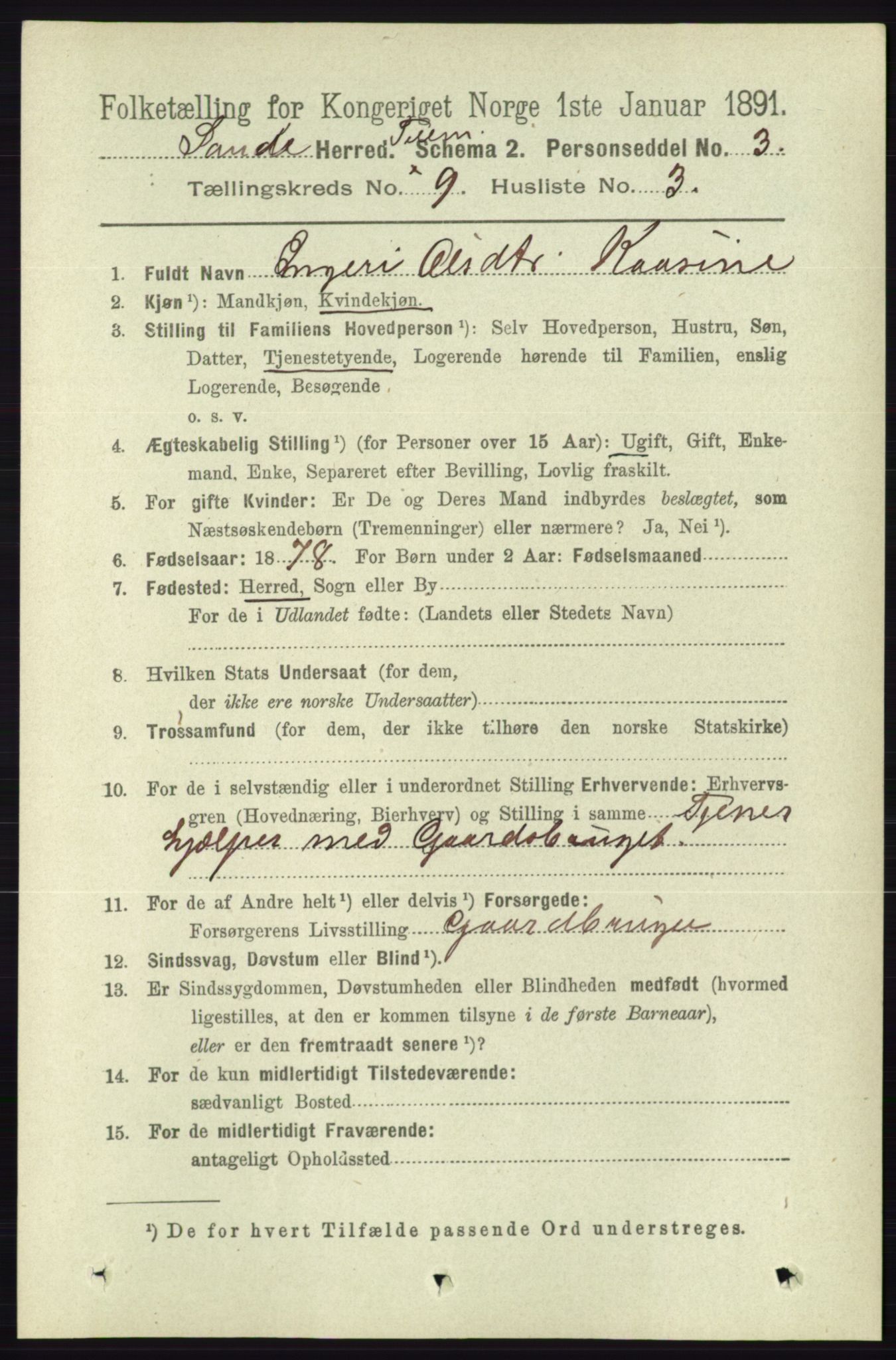 RA, 1891 census for 0822 Sauherad, 1891, p. 2716