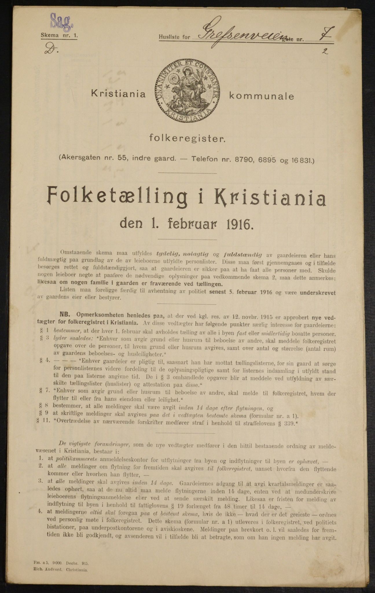 OBA, Municipal Census 1916 for Kristiania, 1916, p. 30096