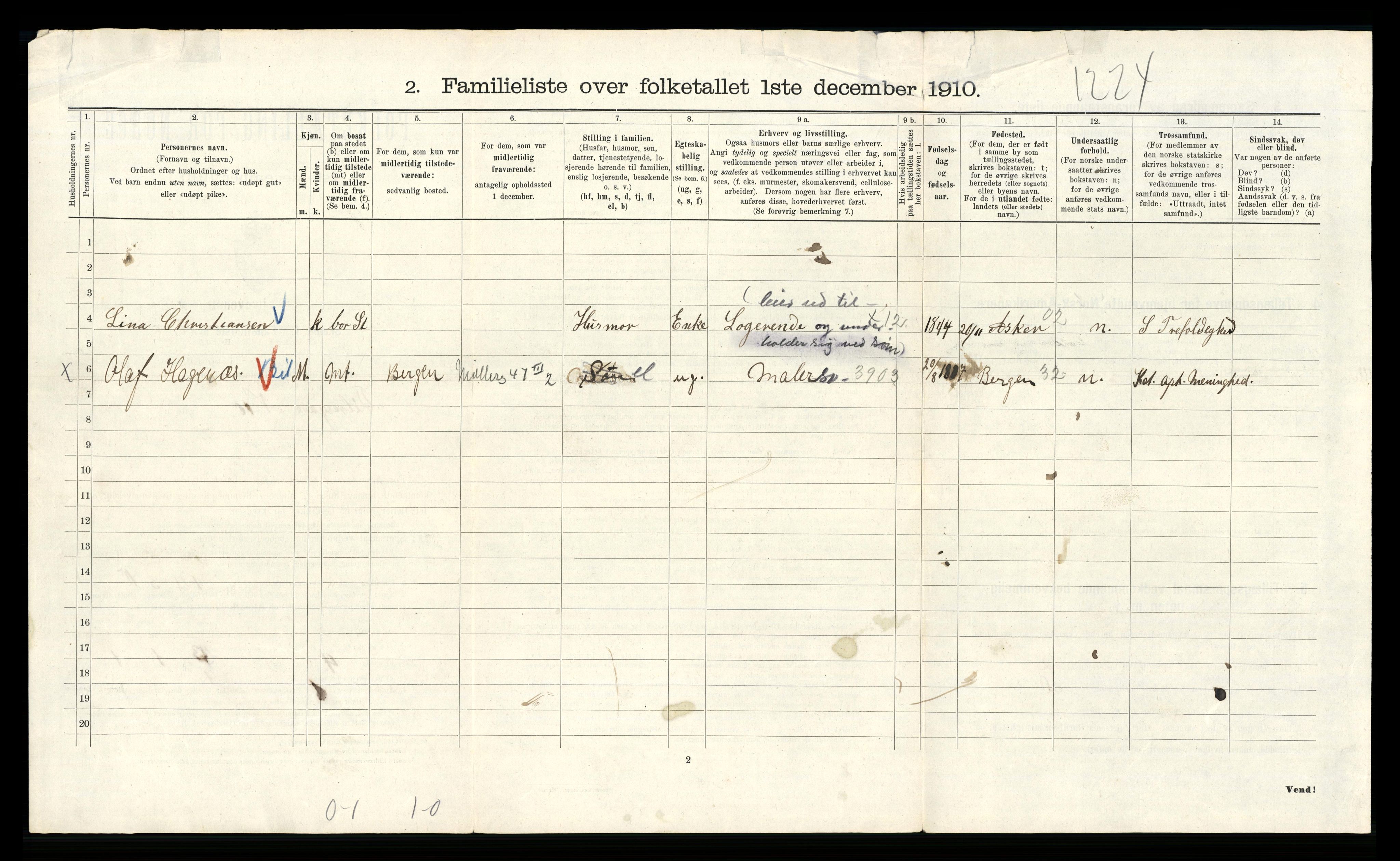 RA, 1910 census for Kristiania, 1910, p. 123502