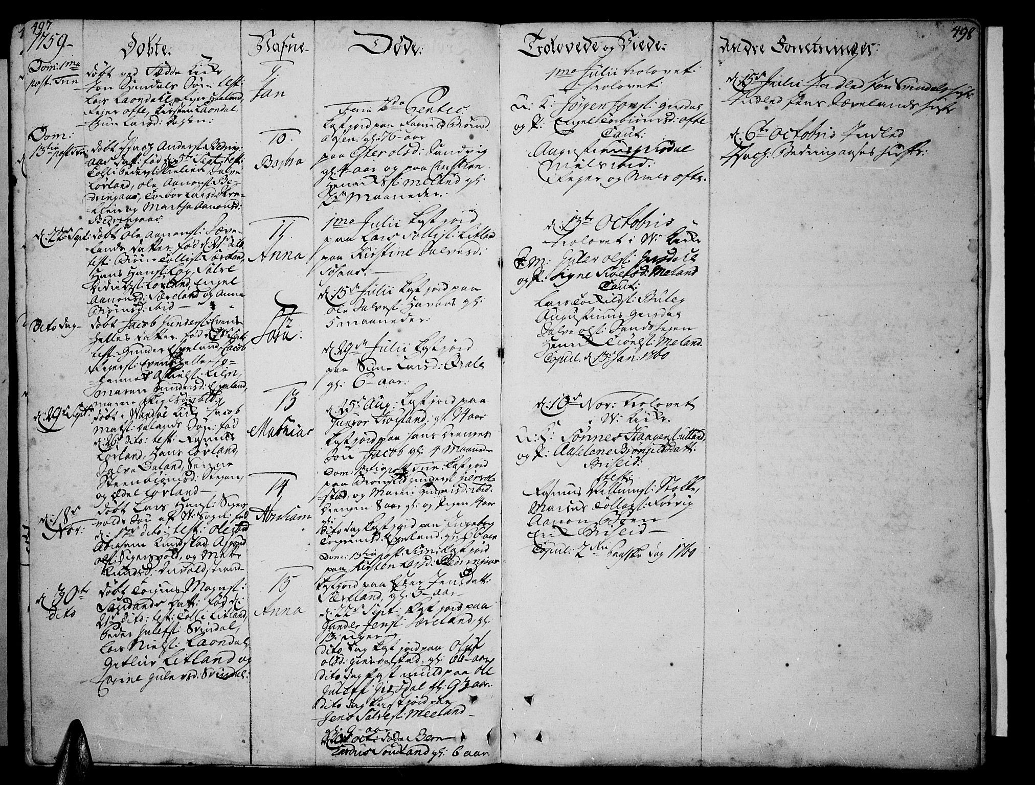 Lista sokneprestkontor, AV/SAK-1111-0027/F/Fa/L0003: Parish register (official) no. A 3 /2, 1754-1767, p. 497-498