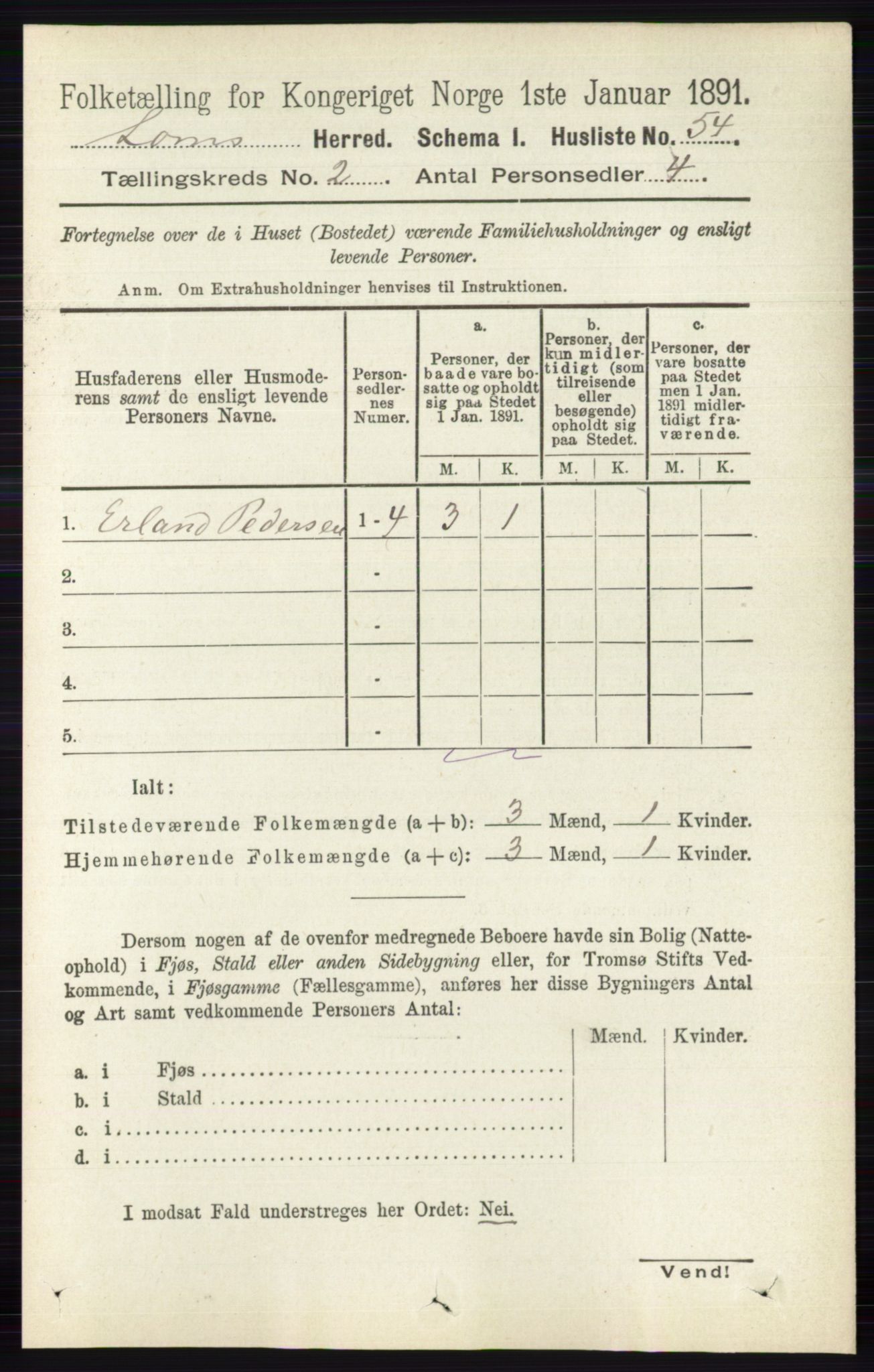 RA, 1891 census for 0514 Lom, 1891, p. 772