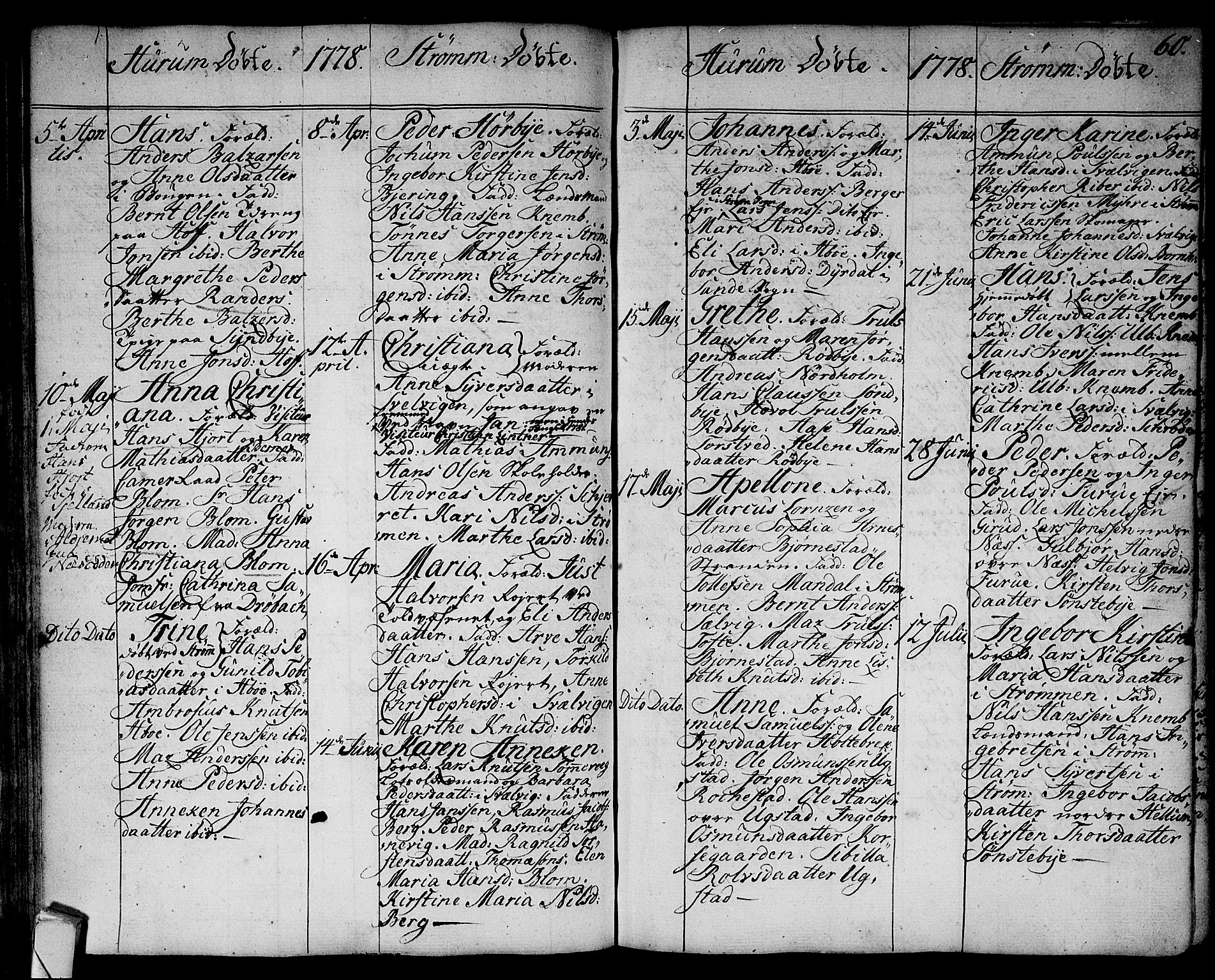 Hurum kirkebøker, AV/SAKO-A-229/F/Fa/L0007: Parish register (official) no. 7, 1771-1810, p. 60