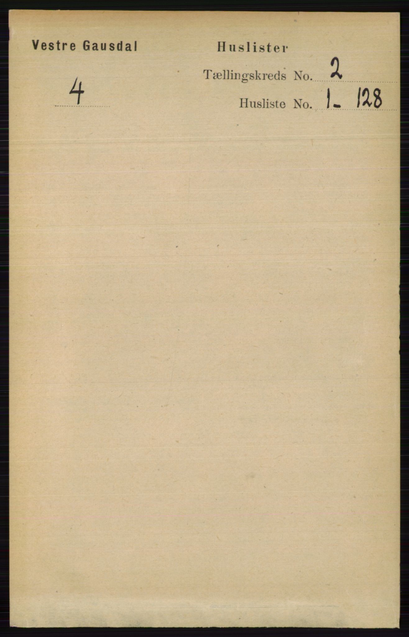 RA, 1891 census for 0523 Vestre Gausdal, 1891, p. 384