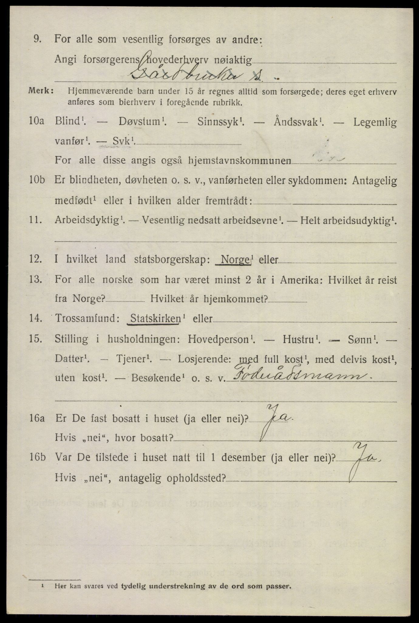 SAKO, 1920 census for Gol, 1920, p. 2739