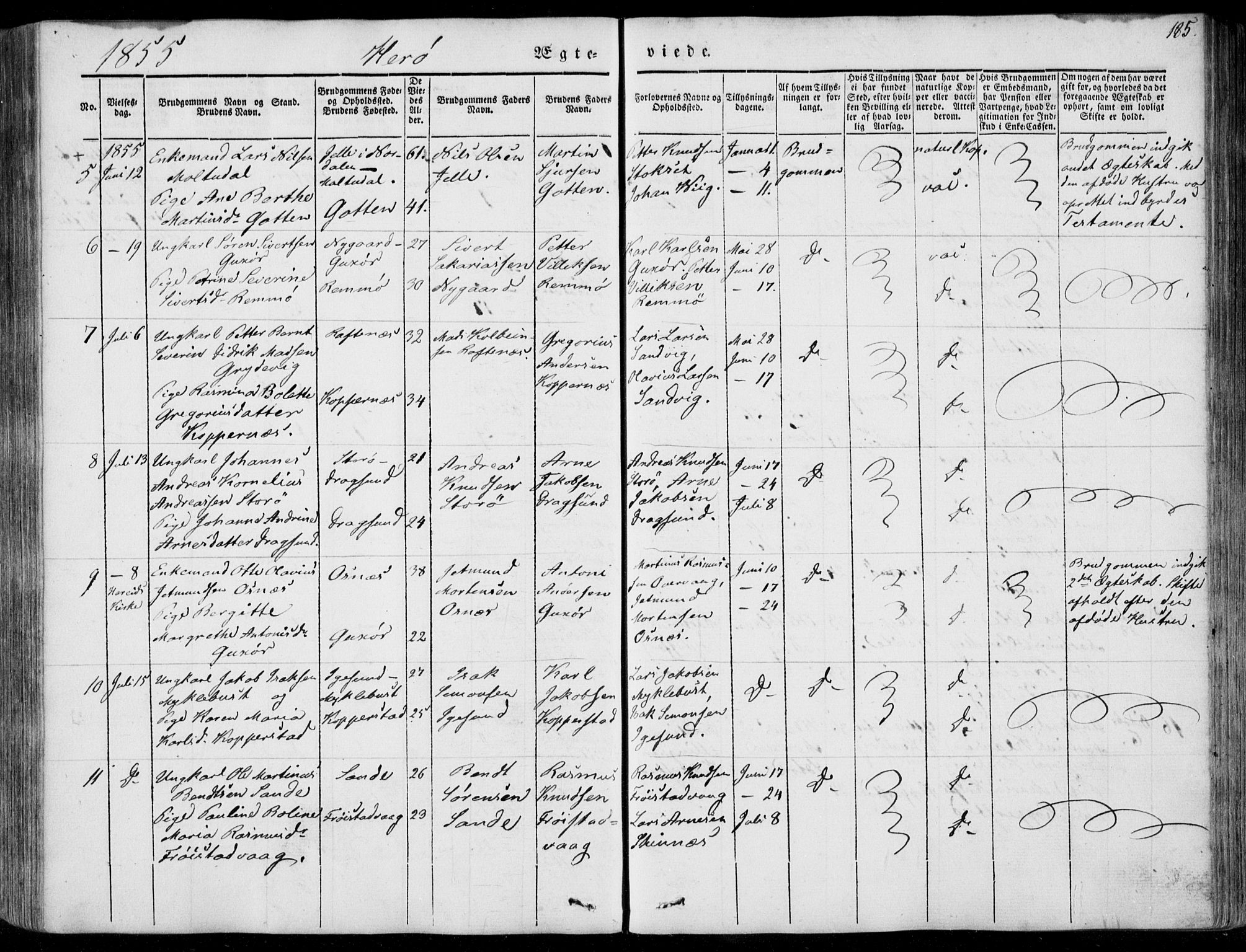 Ministerialprotokoller, klokkerbøker og fødselsregistre - Møre og Romsdal, AV/SAT-A-1454/507/L0070: Parish register (official) no. 507A05, 1842-1873, p. 185