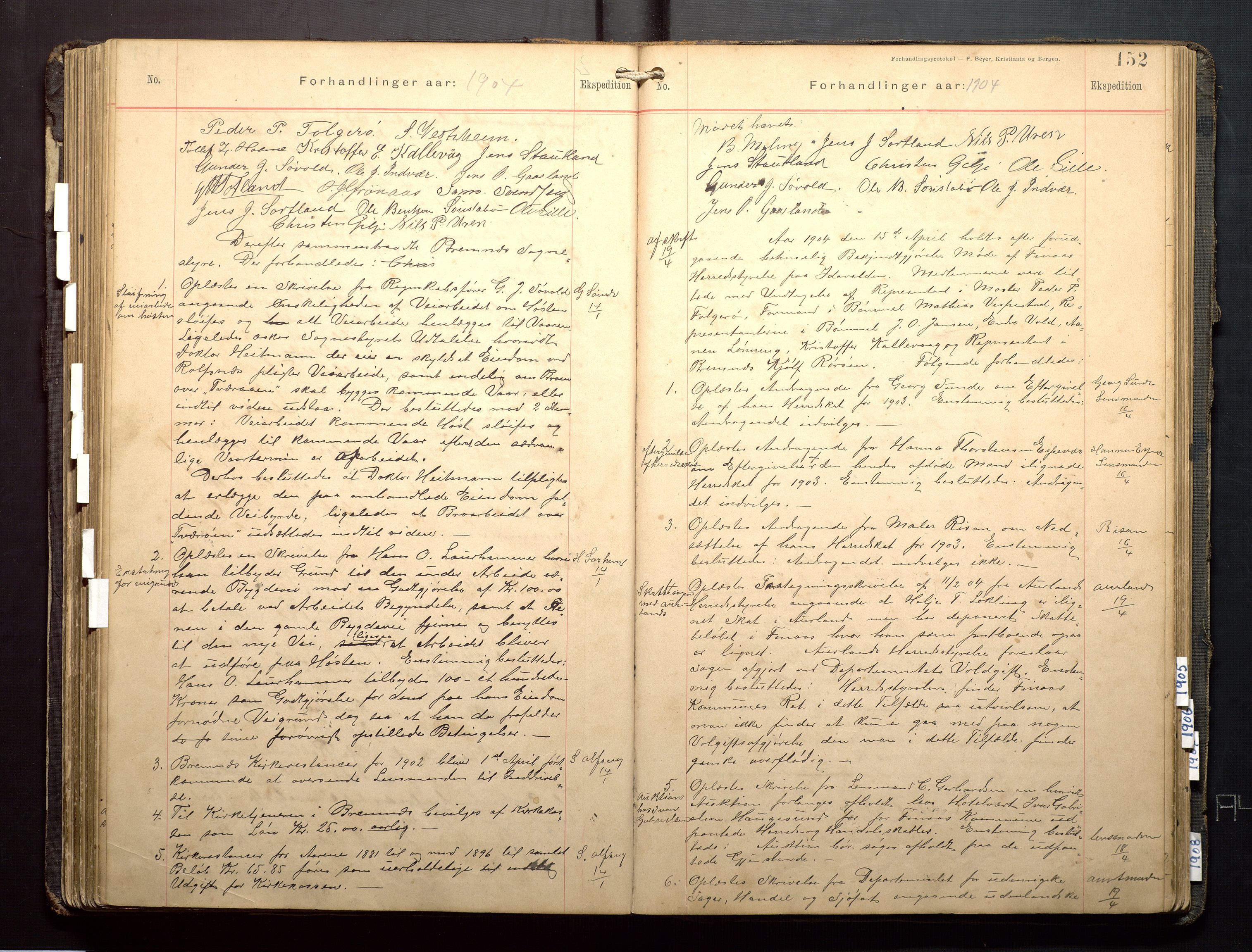 Finnaas kommune. Formannskapet, IKAH/1218a-021/A/Aa/L0003: Møtebok for formannskap, heradsstyre og soknestyre, 1896-1908, p. 152