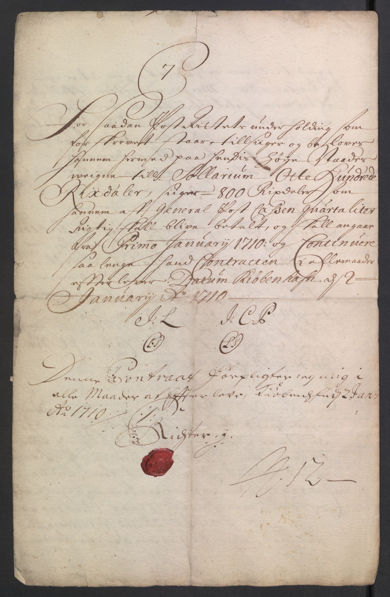 Generalpostdireksjonen 1719-1814, RA/EA-3108/E/L0010/0001: Kontrakter m.m.: / Nr. 22: Kontrakter om postbefordring, 1710-1806