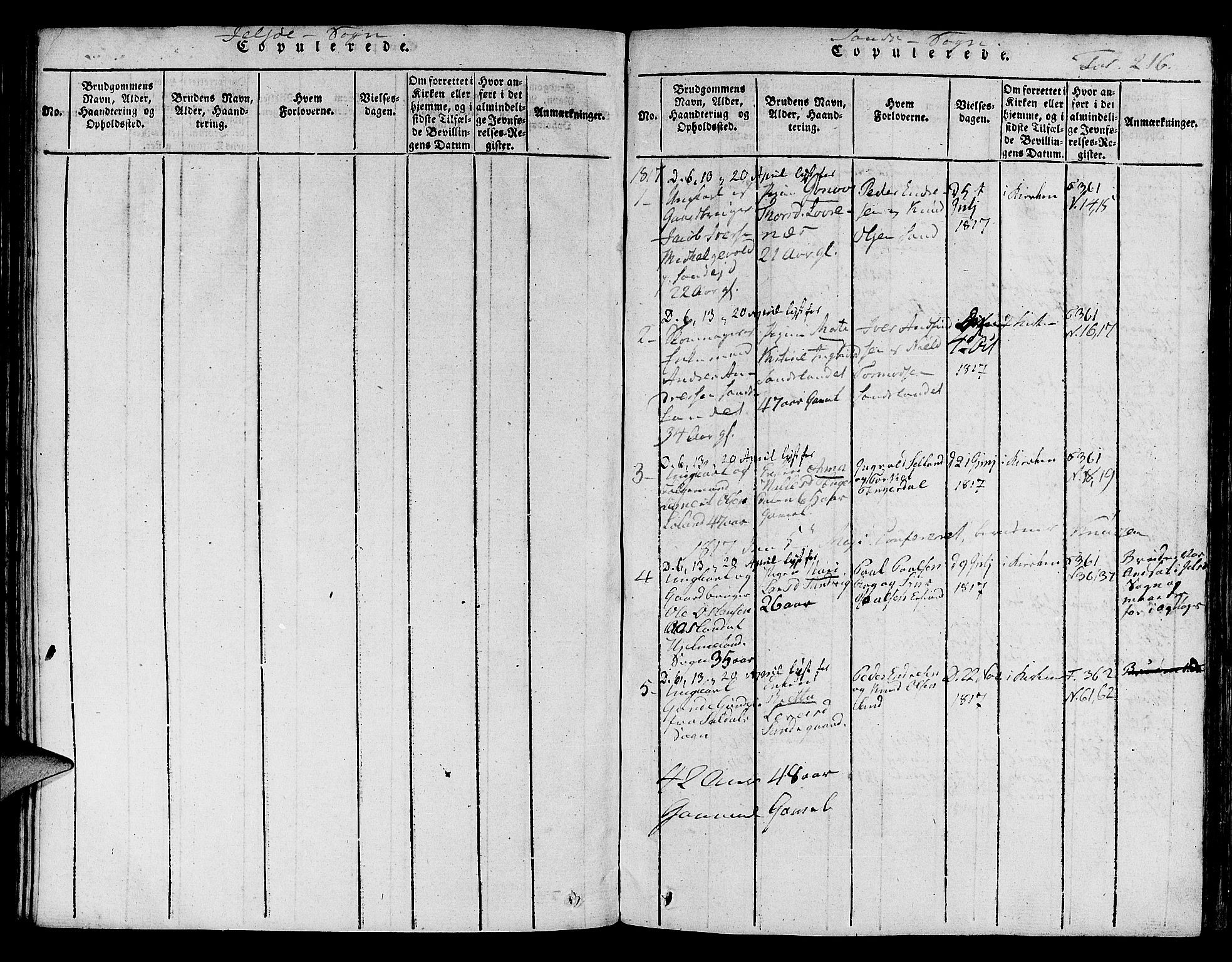 Jelsa sokneprestkontor, SAST/A-101842/01/V: Parish register (copy) no. B 1 /2, 1816-1828, p. 216