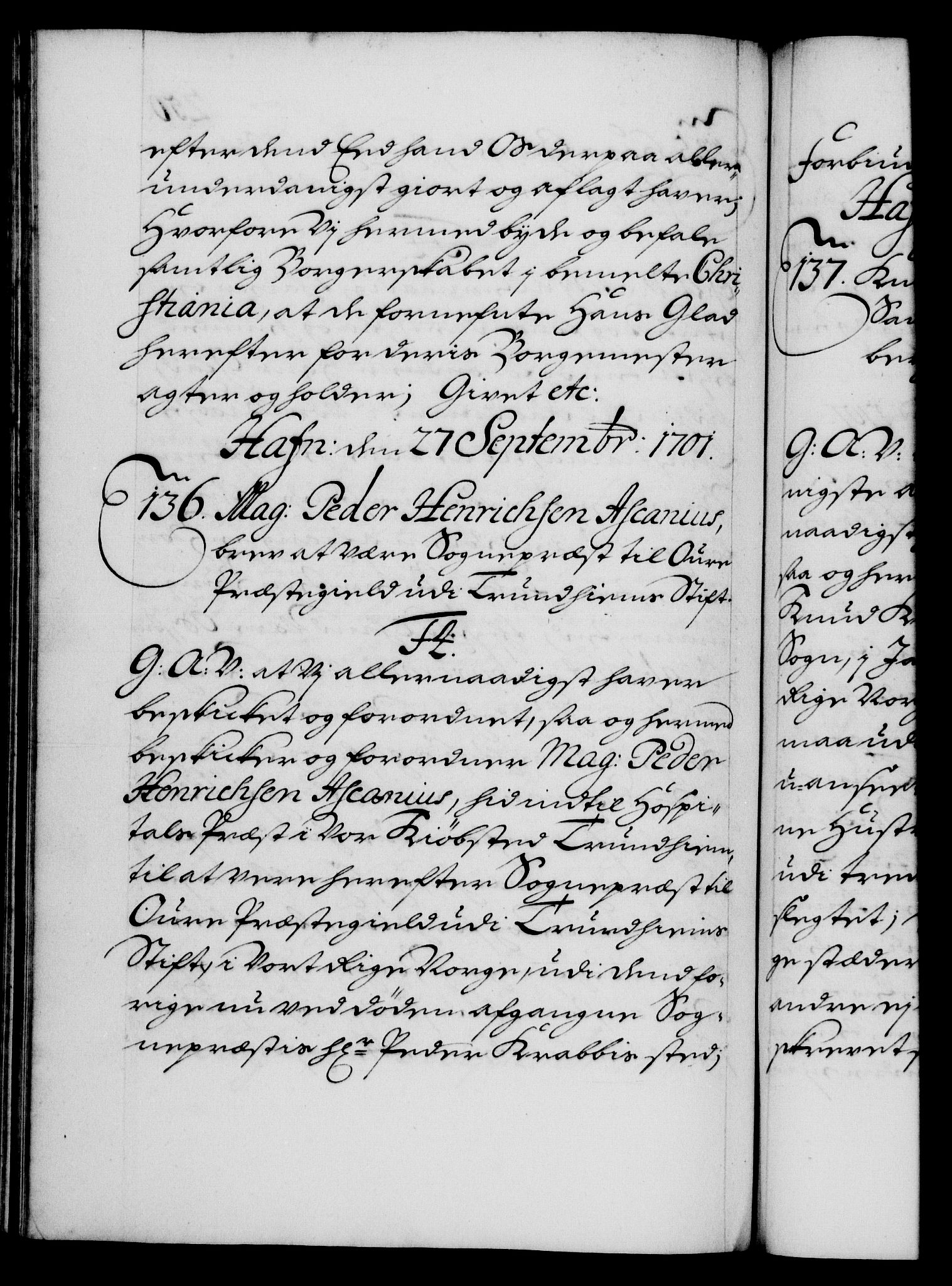Danske Kanselli 1572-1799, RA/EA-3023/F/Fc/Fca/Fcaa/L0018: Norske registre, 1699-1703, p. 250b
