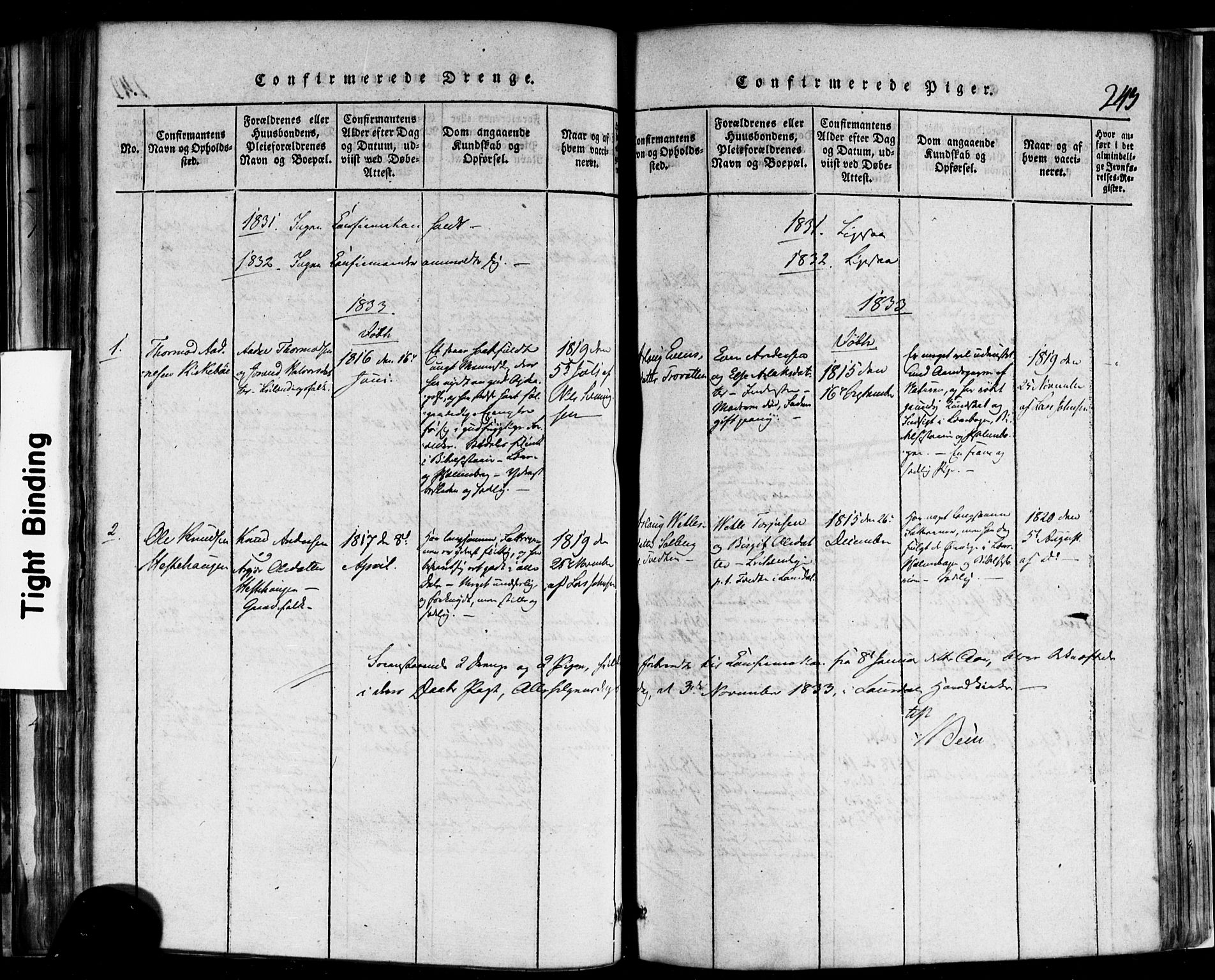Rauland kirkebøker, SAKO/A-292/F/Fa/L0002: Parish register (official) no. 2, 1815-1860, p. 243