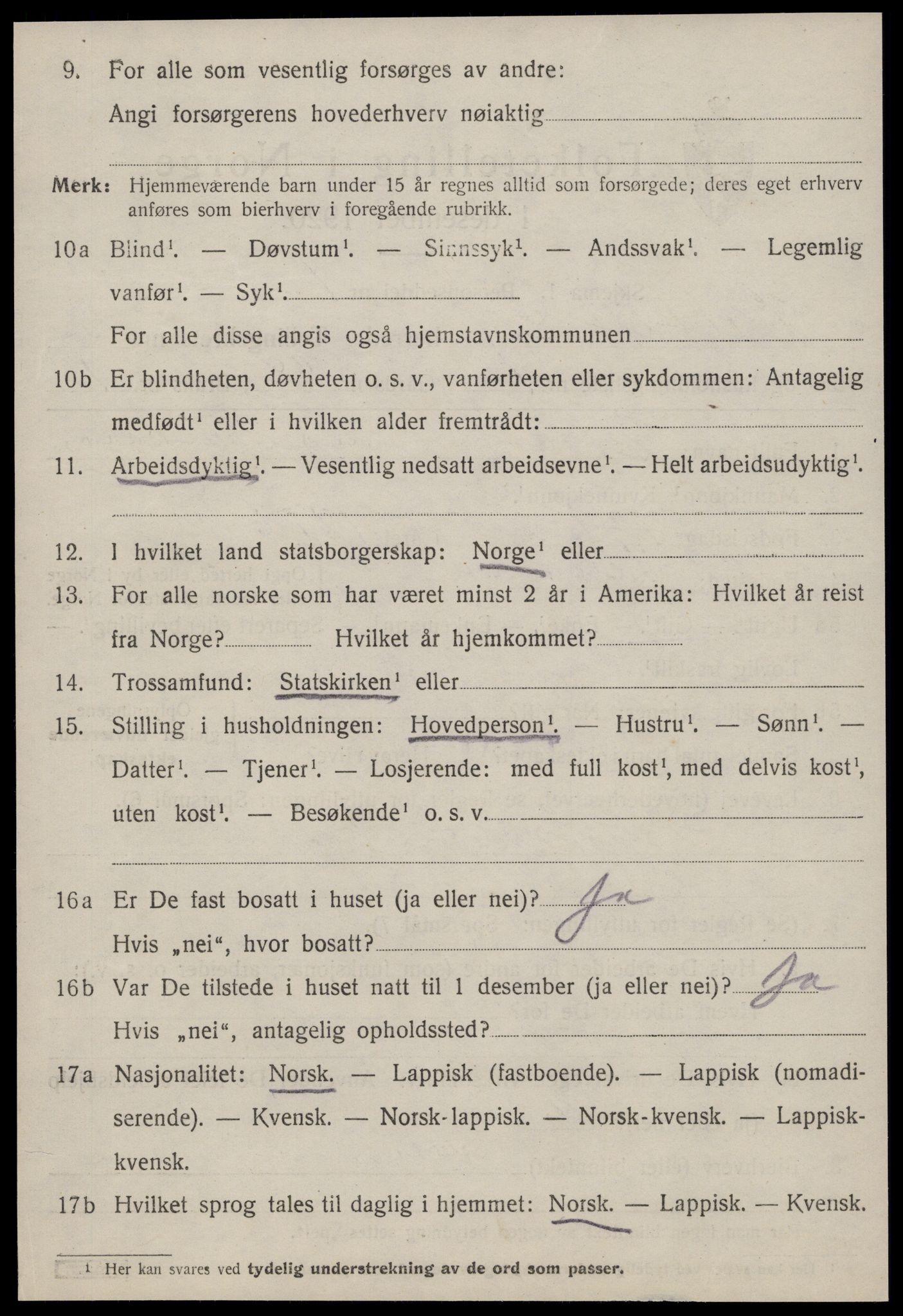SAT, 1920 census for Lensvik, 1920, p. 1709