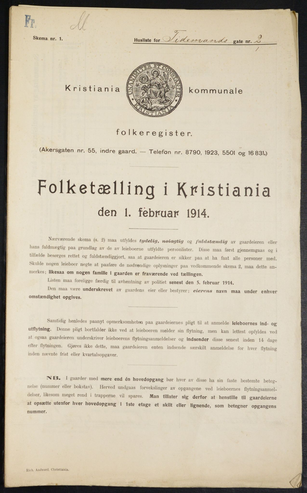 OBA, Municipal Census 1914 for Kristiania, 1914, p. 112249