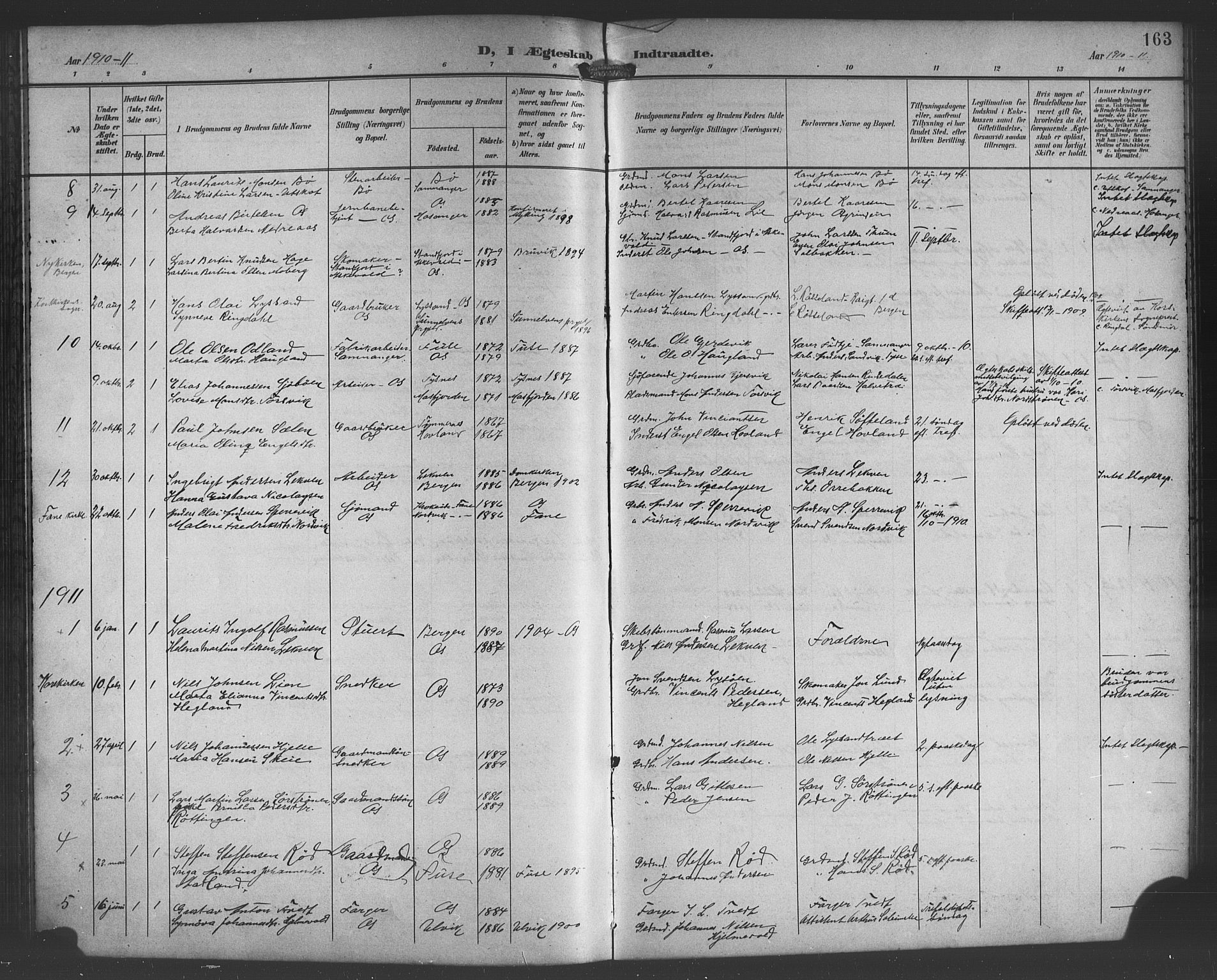 Os sokneprestembete, SAB/A-99929: Parish register (copy) no. A 3, 1897-1913, p. 163