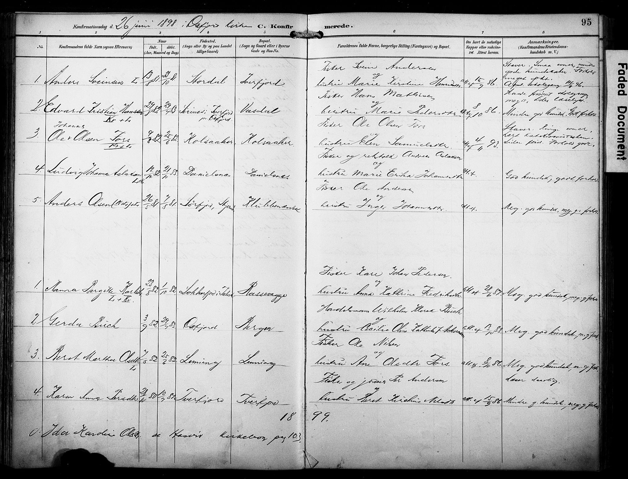 Loppa sokneprestkontor, SATØ/S-1339/H/Ha/L0009kirke: Parish register (official) no. 9, 1895-1909, p. 95