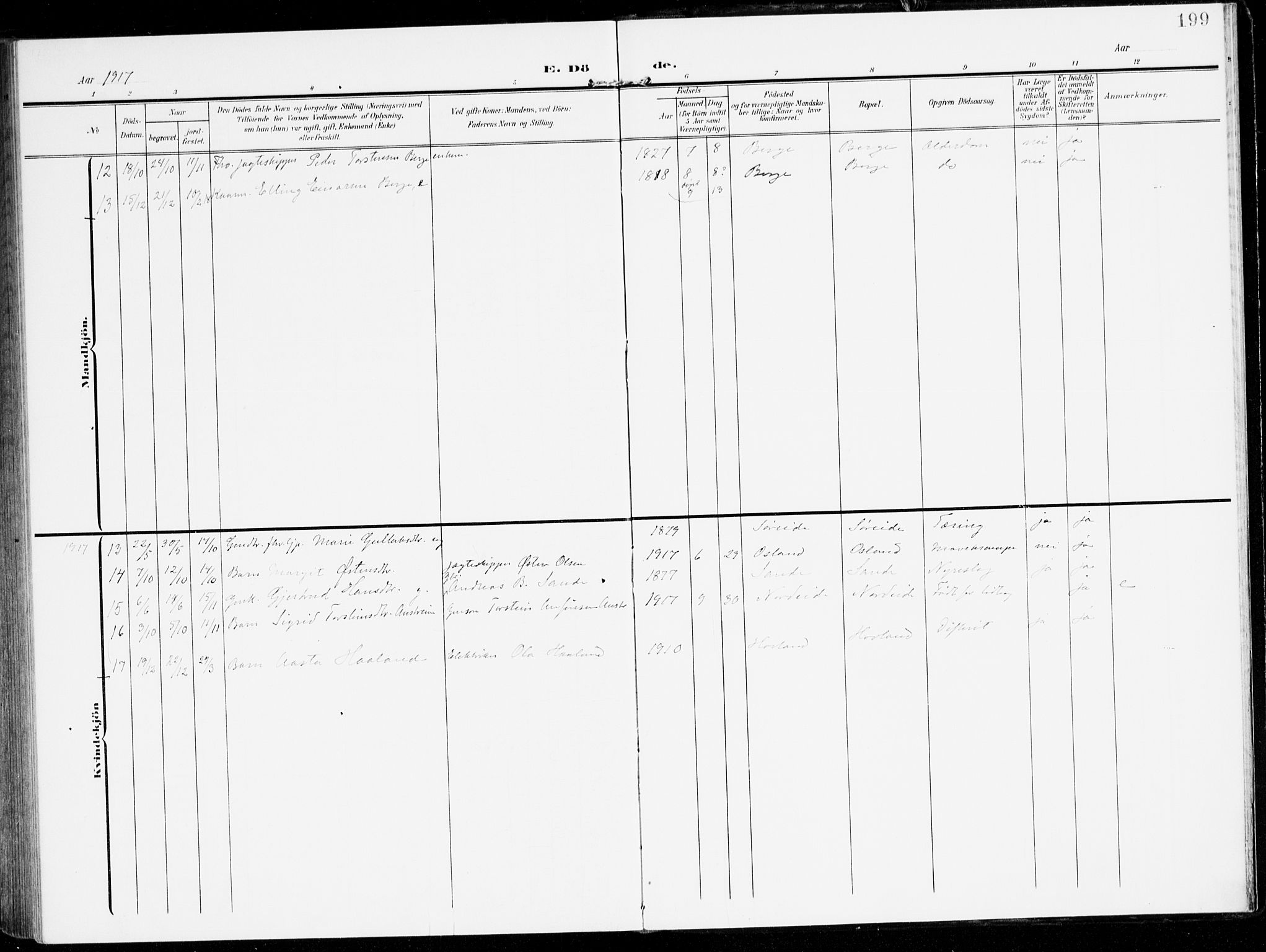 Lavik sokneprestembete, AV/SAB-A-80901: Parish register (official) no. C 2, 1904-1921, p. 199