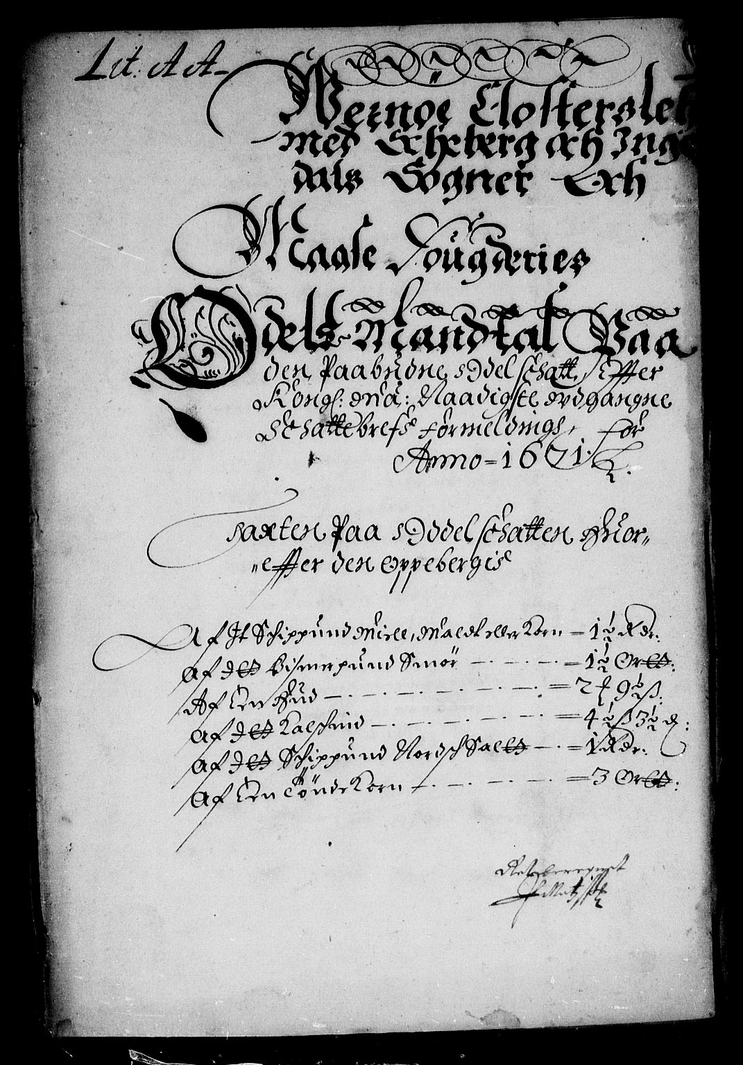 Rentekammeret inntil 1814, Reviderte regnskaper, Stiftamtstueregnskaper, Landkommissariatet på Akershus og Akershus stiftamt, AV/RA-EA-5869/R/Rb/L0076: Akershus stiftamt, 1671