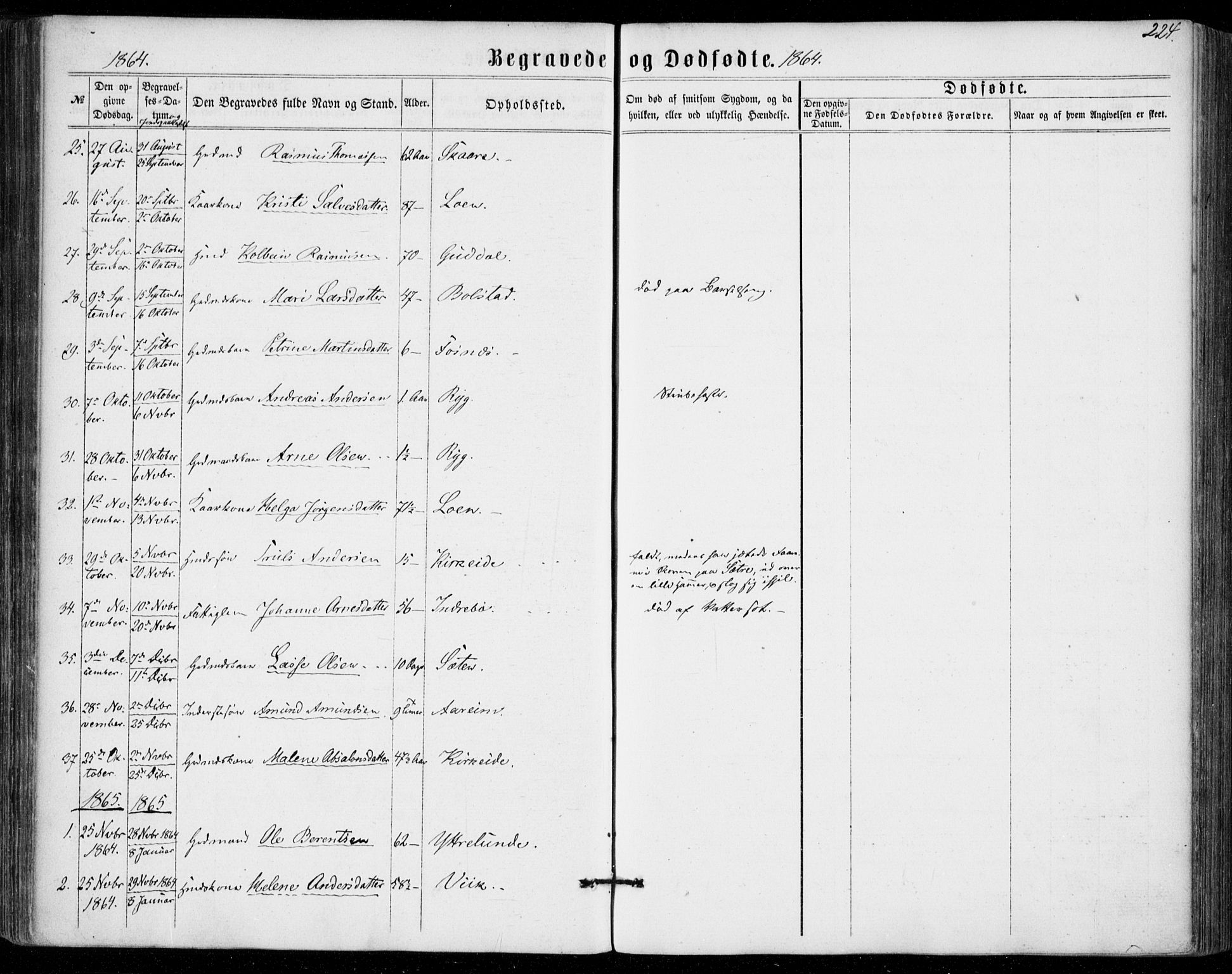 Stryn Sokneprestembete, AV/SAB-A-82501: Parish register (official) no. A 3, 1862-1877, p. 224