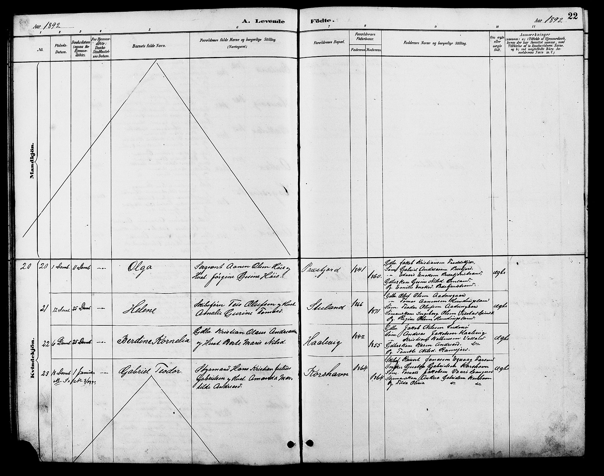 Lyngdal sokneprestkontor, AV/SAK-1111-0029/F/Fb/Fba/L0003: Parish register (copy) no. B 3, 1886-1903, p. 22